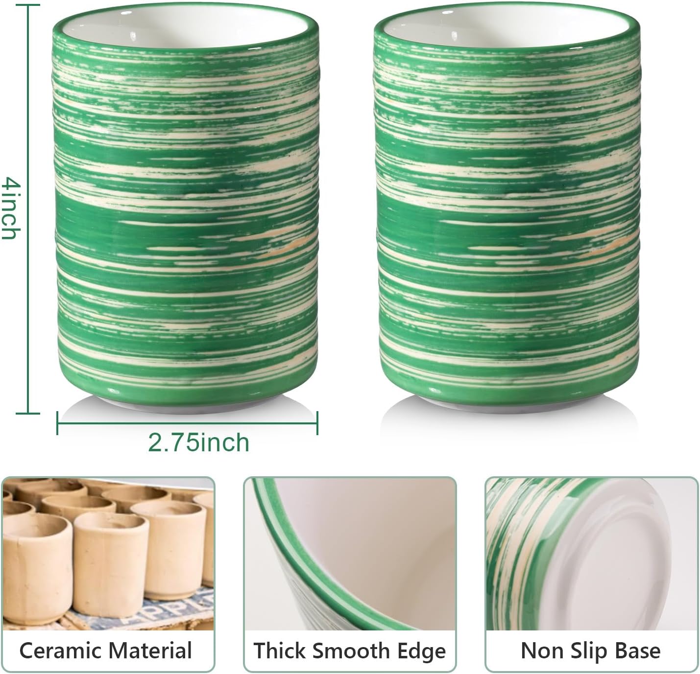 BSICPRO Qtip Holder Set with Vanity Tray - Green