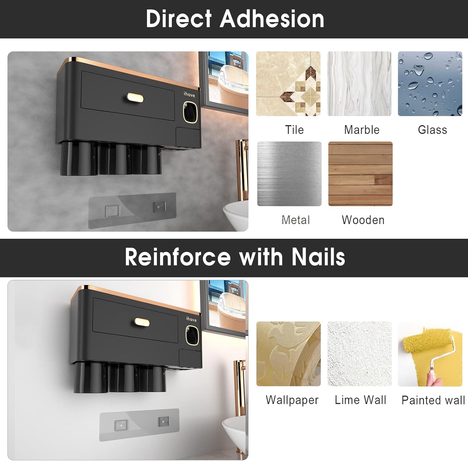 iHave Wall Toothbrush Holder with Dispenser