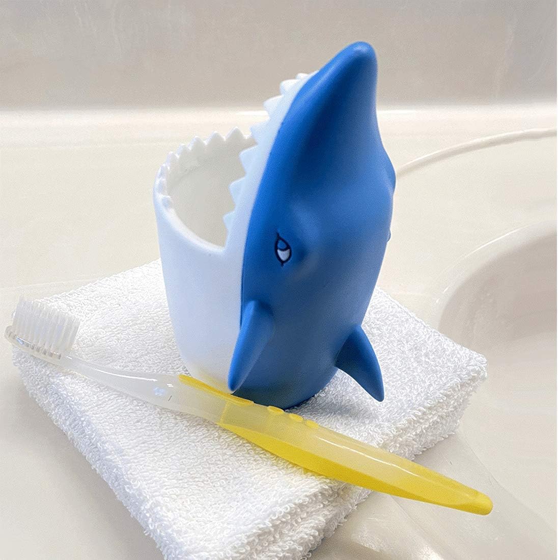Kids Toothbrush Holder with Drainage - Shark Animal Design
