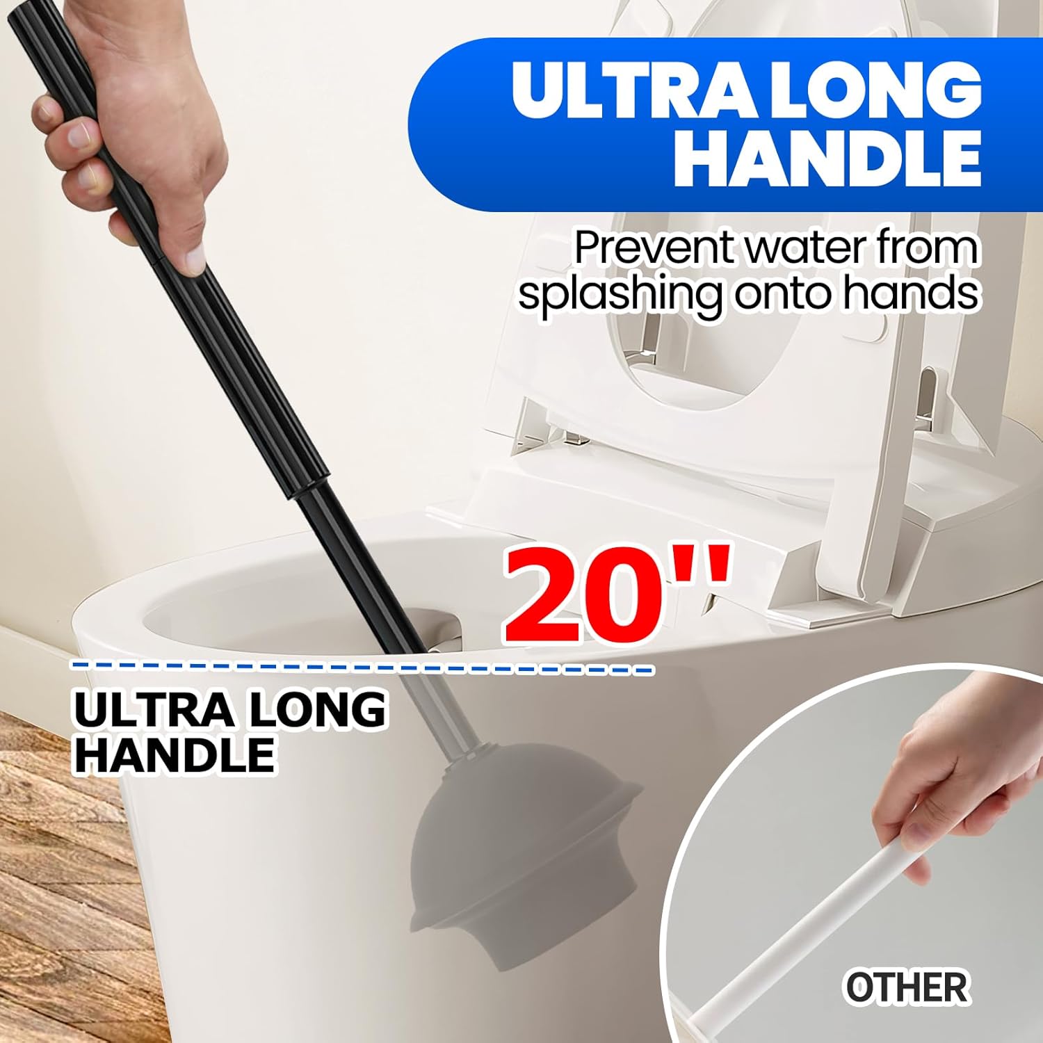 Denvlex 2Pack 2 in 1 Toilet Brush and Plunger Set