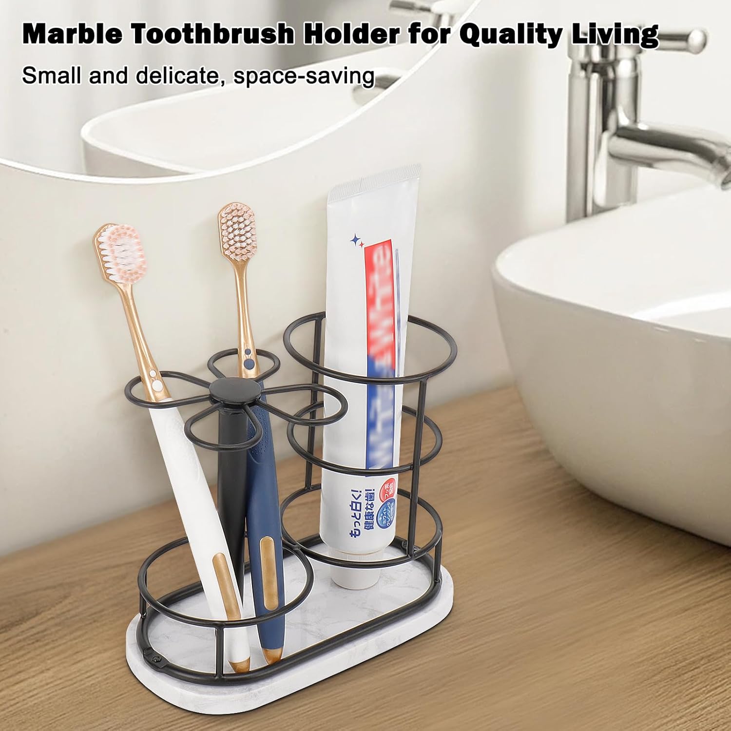 HarJue Matte Black Toothbrush Holder Stand