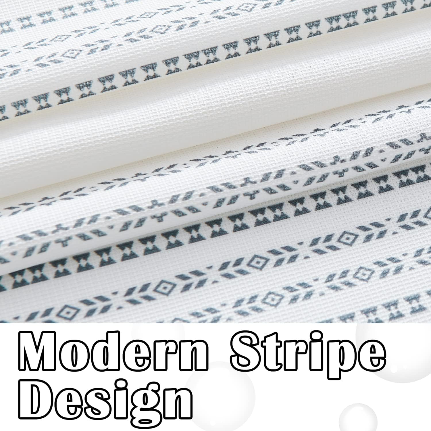 Jinchan Grey White Boho Stripe Shower Curtain Set 70x72 Inches Waterproof with Hooks