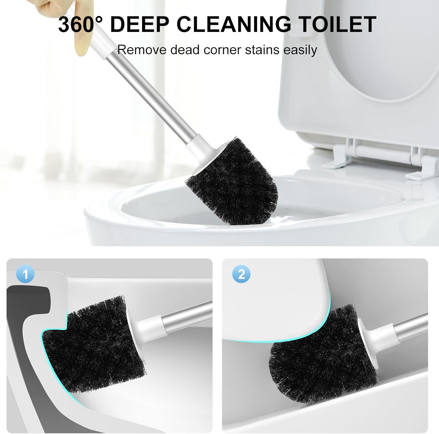 SetSail Toilet Brush 3 Pack with Holder and Bristles