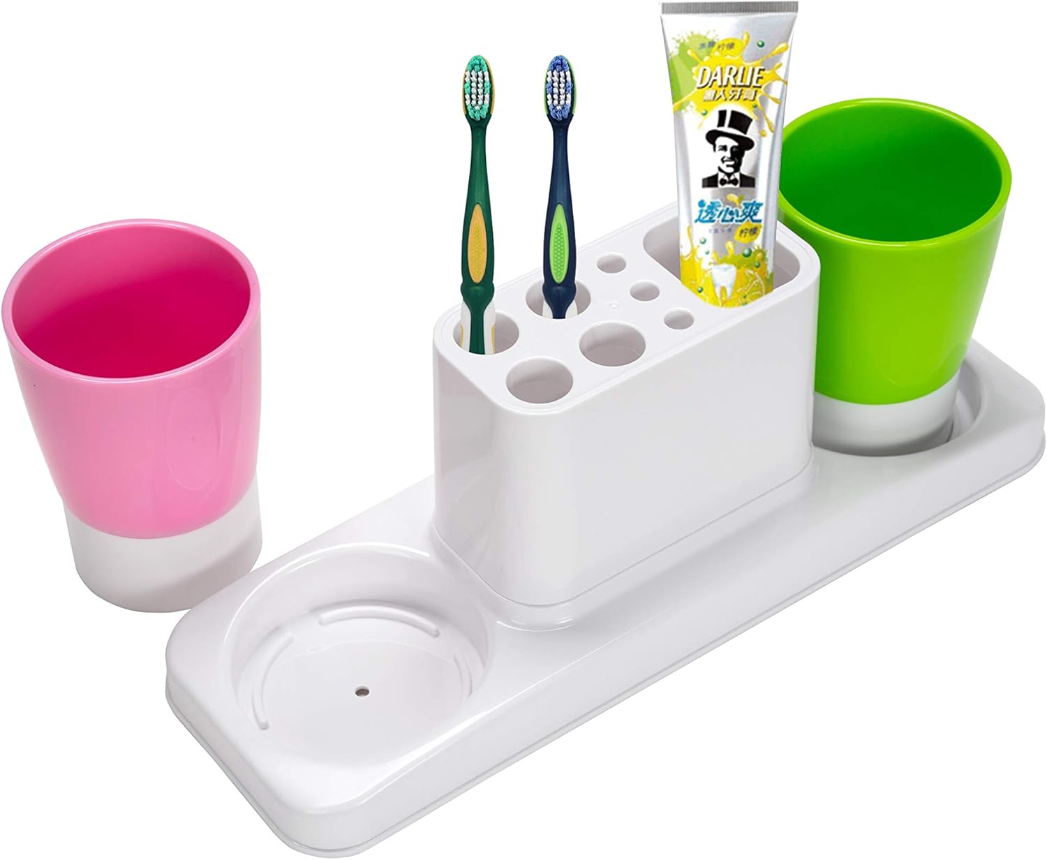 Bathroom Toothbrush Holder with 2 Rinsing Cups 1