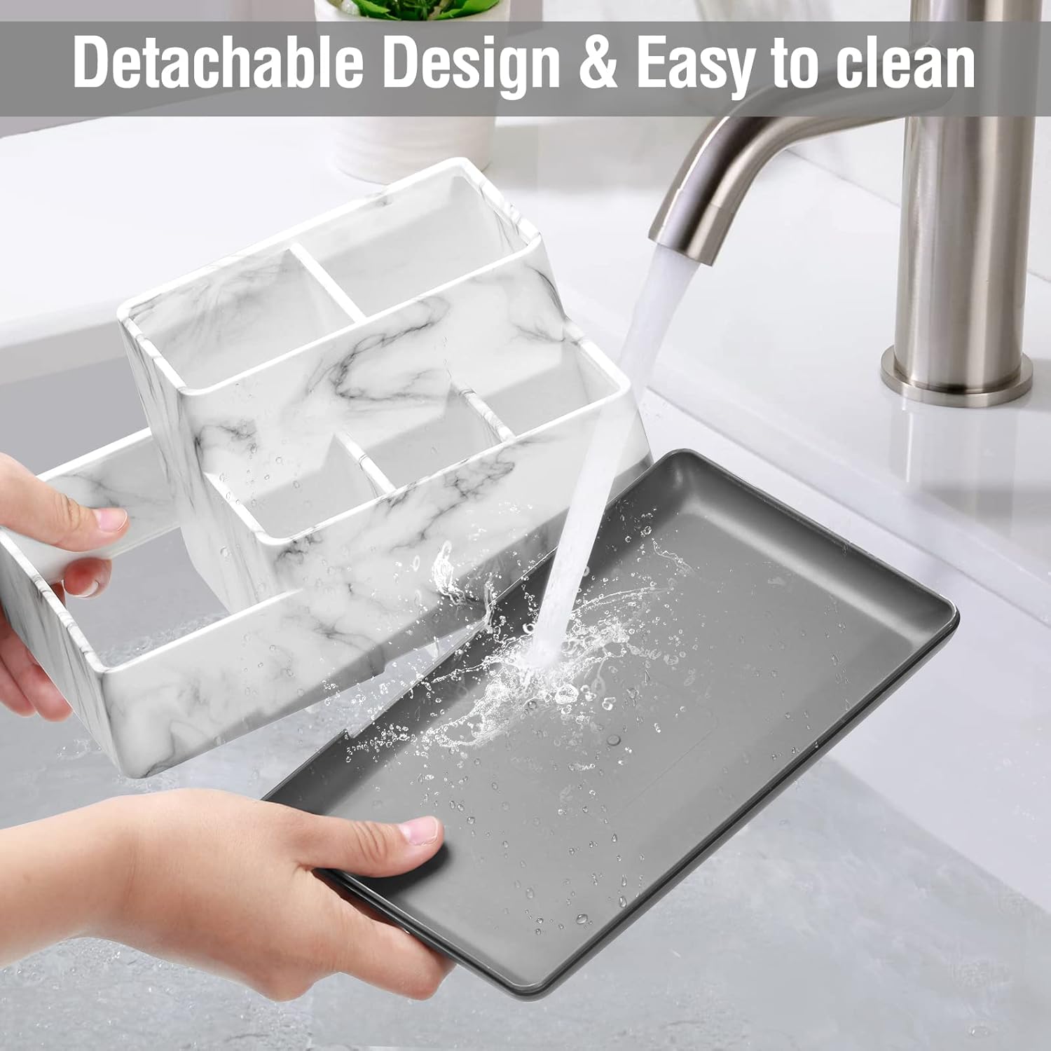 7CDXD Multi-Compartment Toothbrush Holder Organizer
