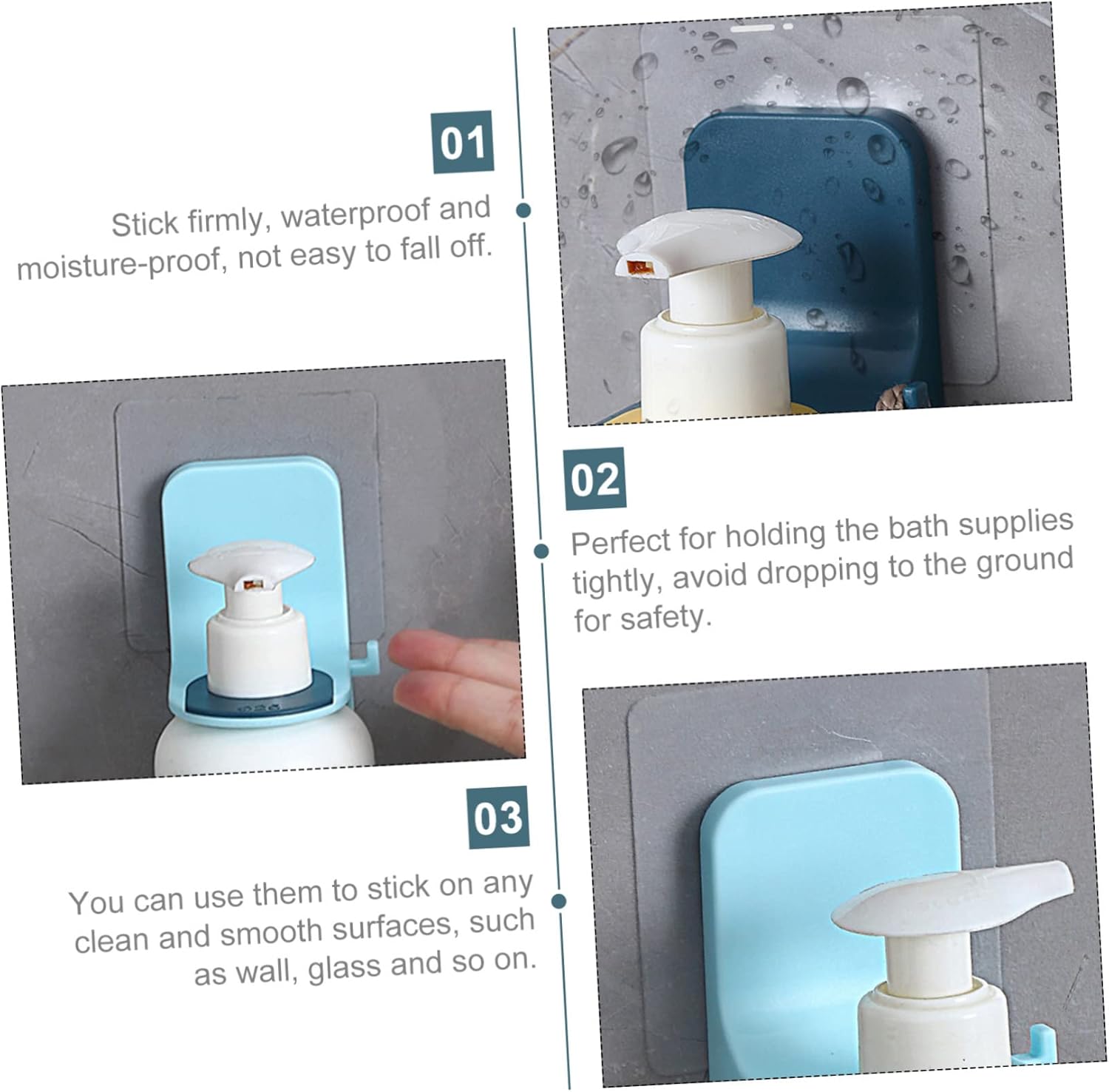 Ciieeo 4Pc Wall Shampoo Holder No Drill Adhesive Rack