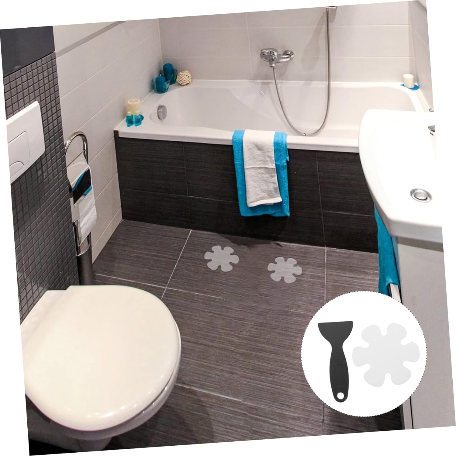 VOSAREA Flower-Shaped Non-Slip Floor Sticker for Bathroom