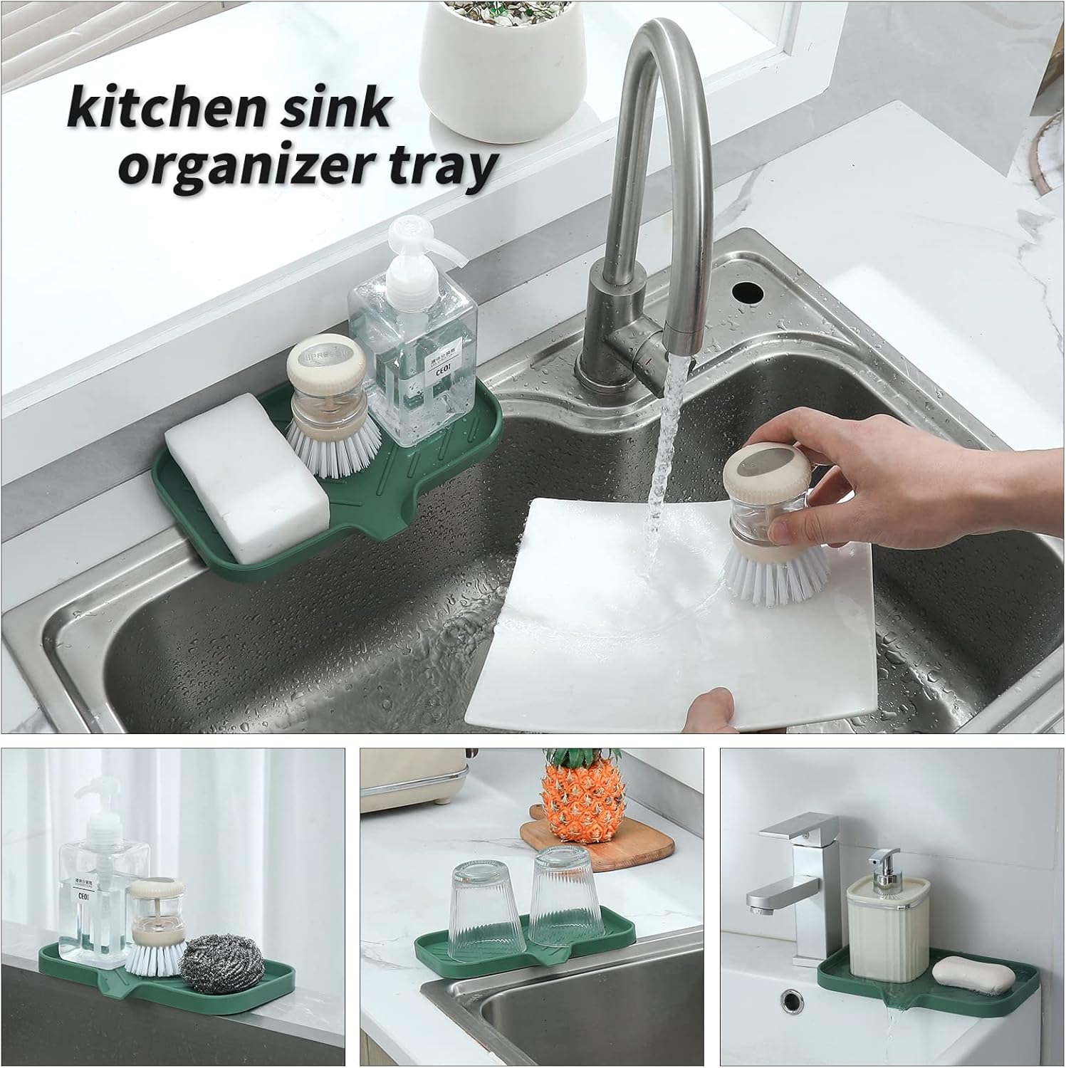 MicoYang Silicone Soap Dish with Drain Spout - Green 9653
