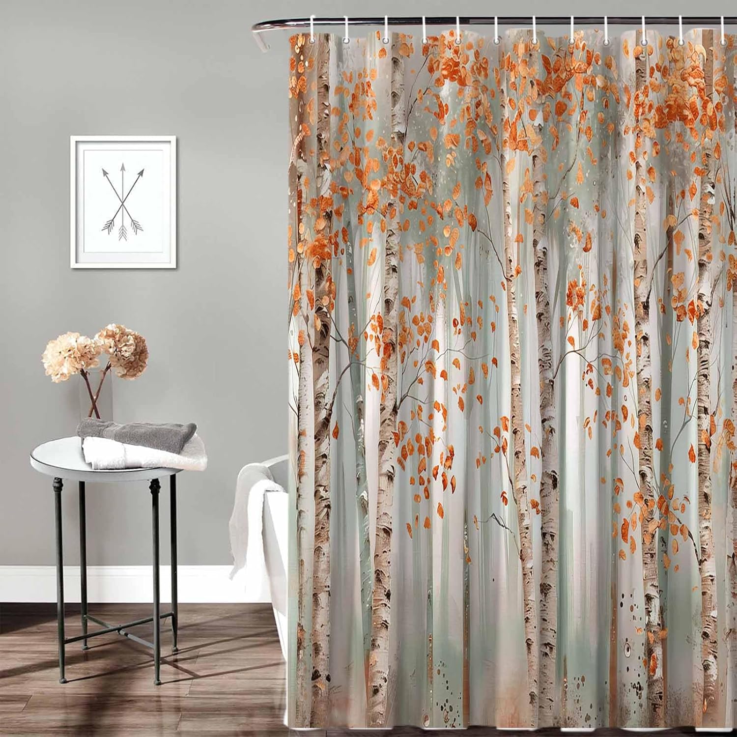 Funnywall88 72 Inch Waterproof Shower Curtain Set with 12 Hooks