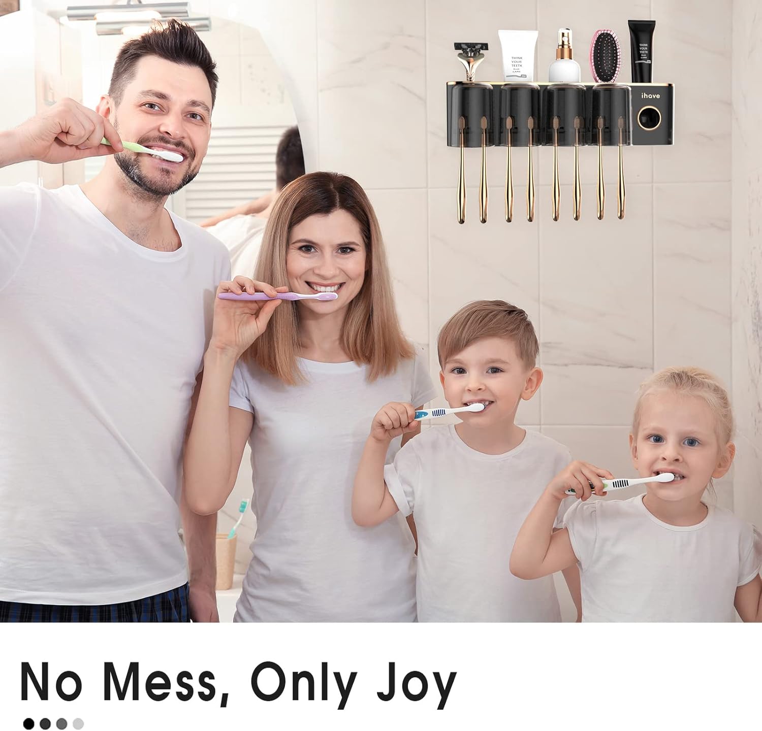iHave Toothbrush Holder with Dispenser and Storage