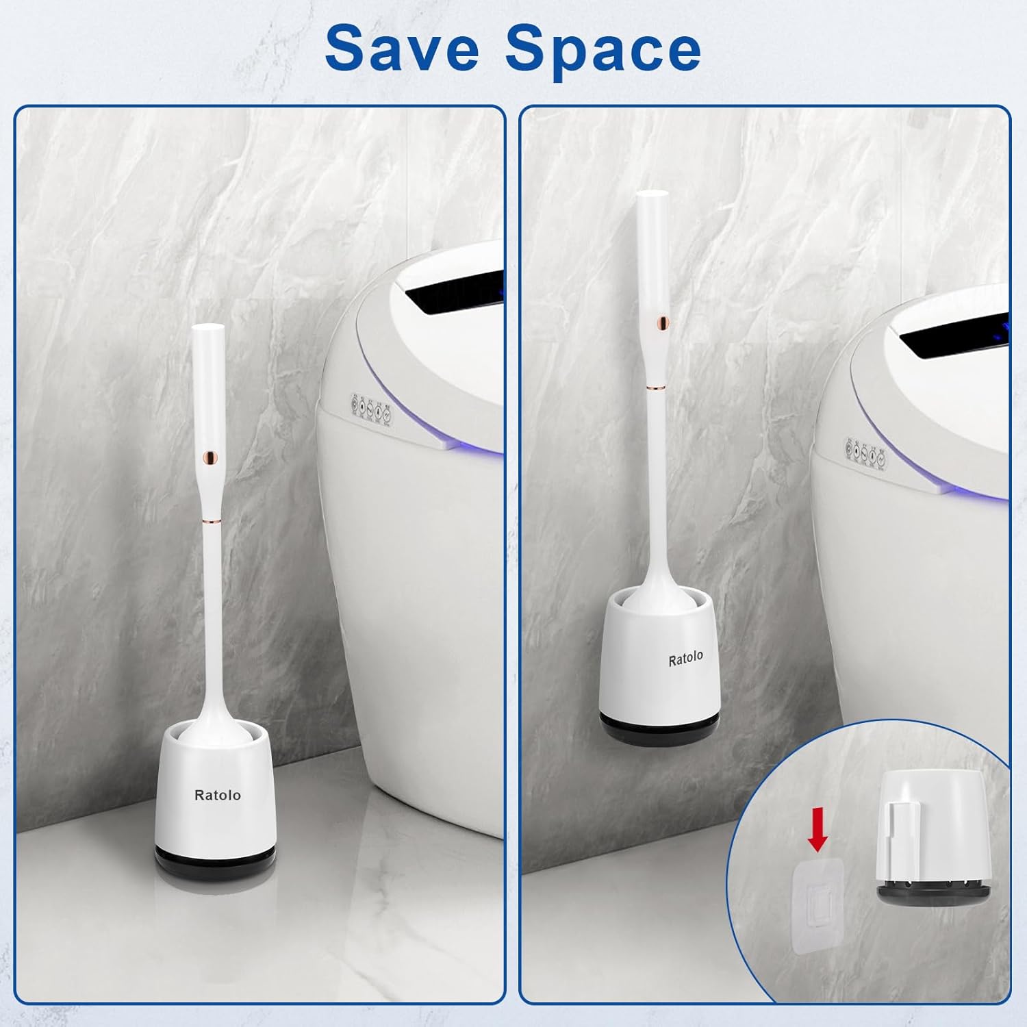 Electric Toilet Brush with Rechargeable Battery and Ventilated Holder