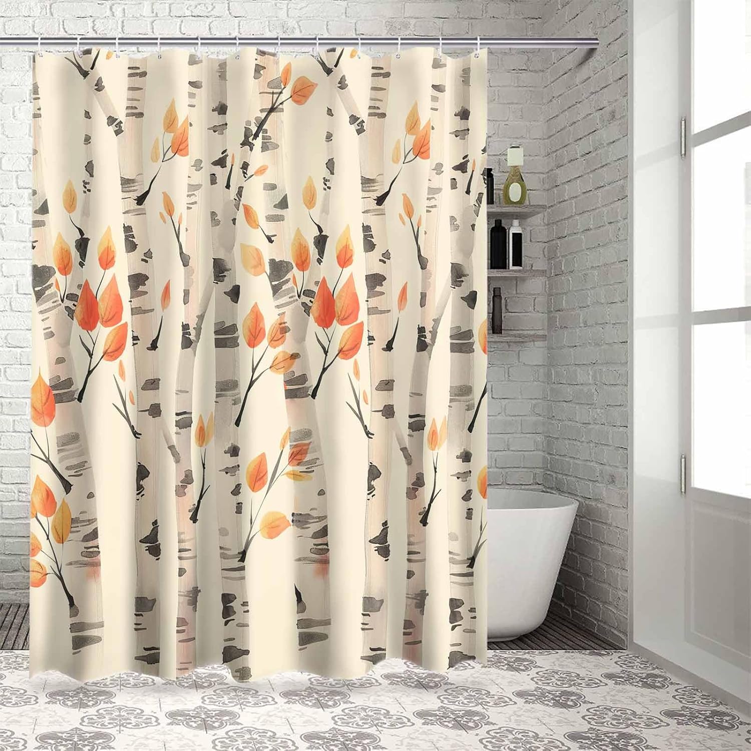 72 Inch Forest Watercolor Shower Curtain Set
