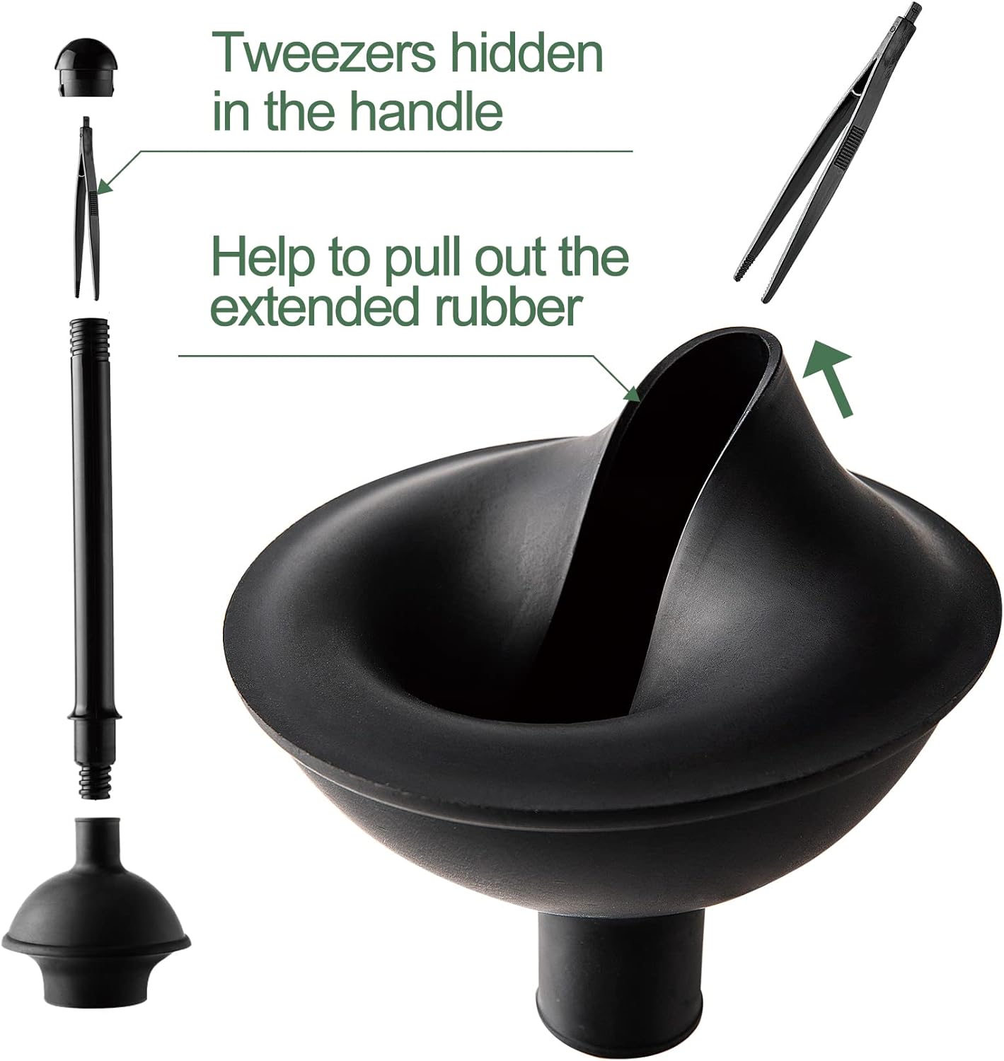 Eyliden 2 in 1 Toilet Plunger and Brush Set with Holder Black