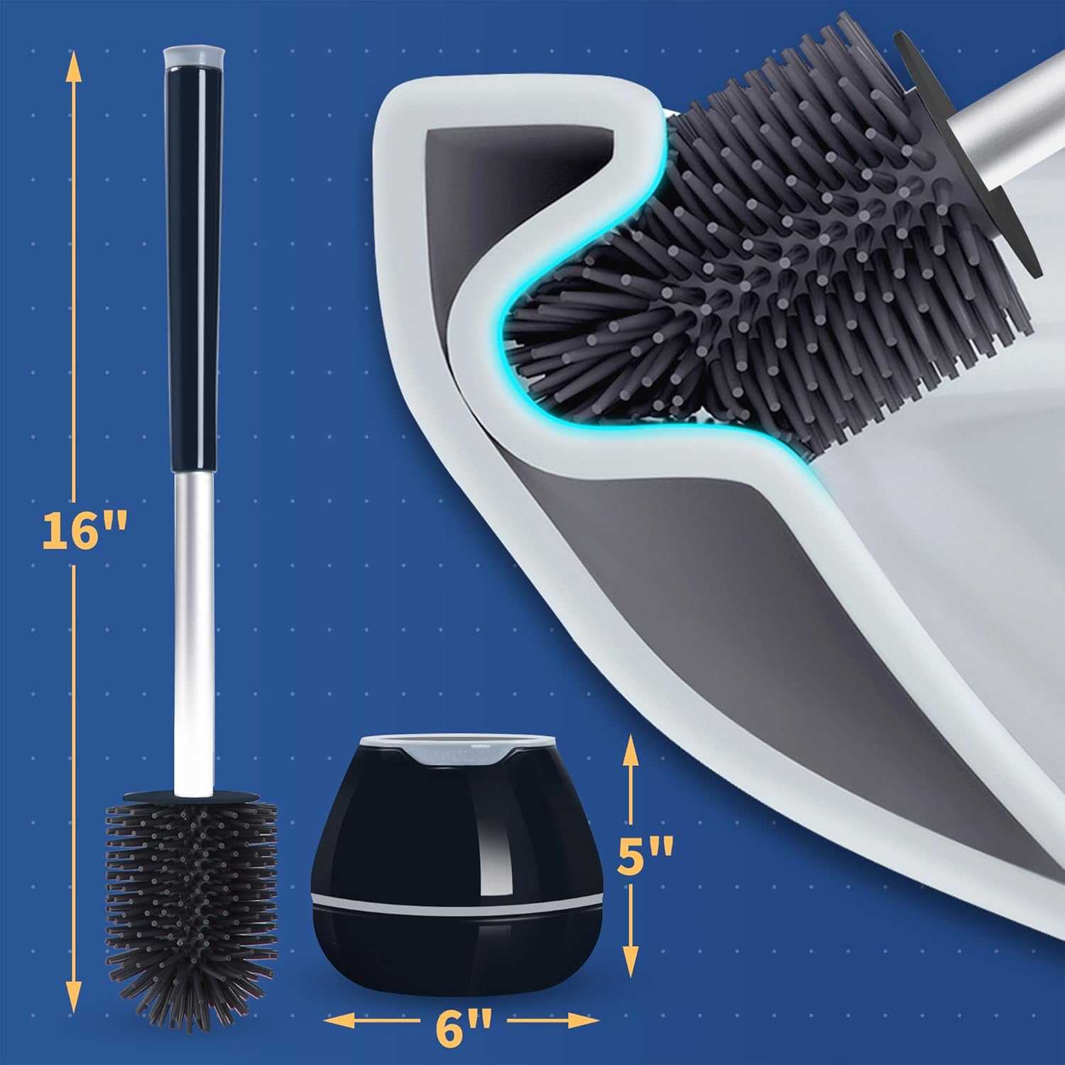 BOOMJOY Toilet Brush Set 2 Pack Silicone Tweezers for Bathroom Cleaning
