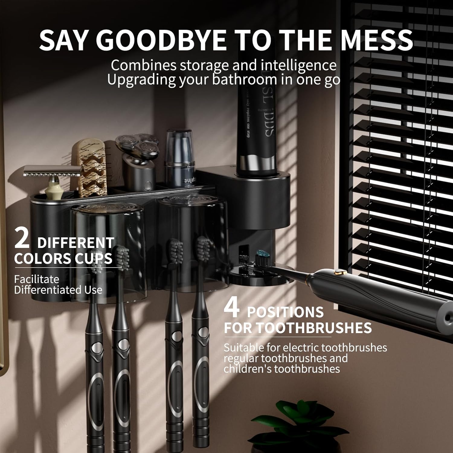 Blancel Toothbrush Holder Wall Mounted with Automatic Toothpaste Dispenser