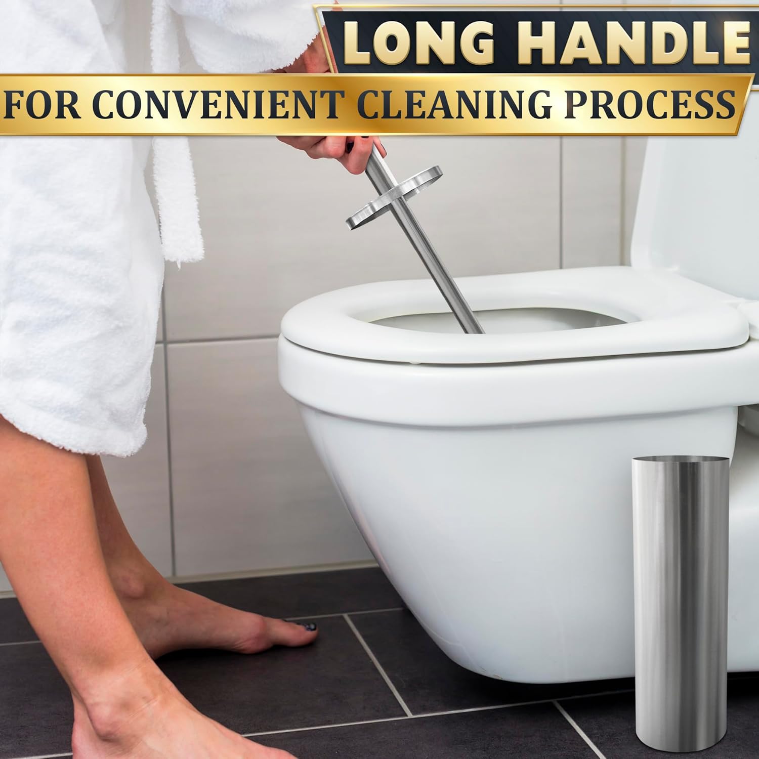 Novsix Stainless Steel Toilet Brush and Holder Set