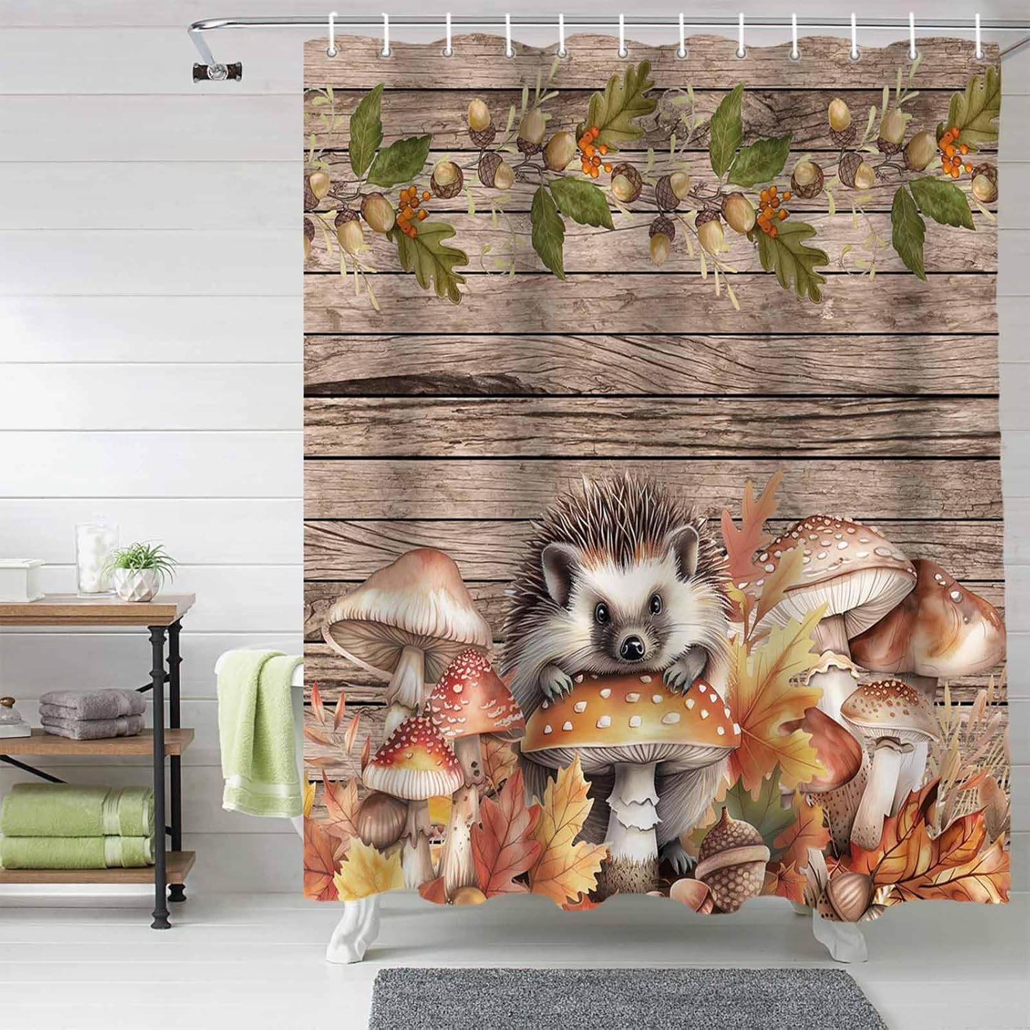 Funnywall88 72x72 Inch Waterproof Shower Curtain Set with 12 Hooks