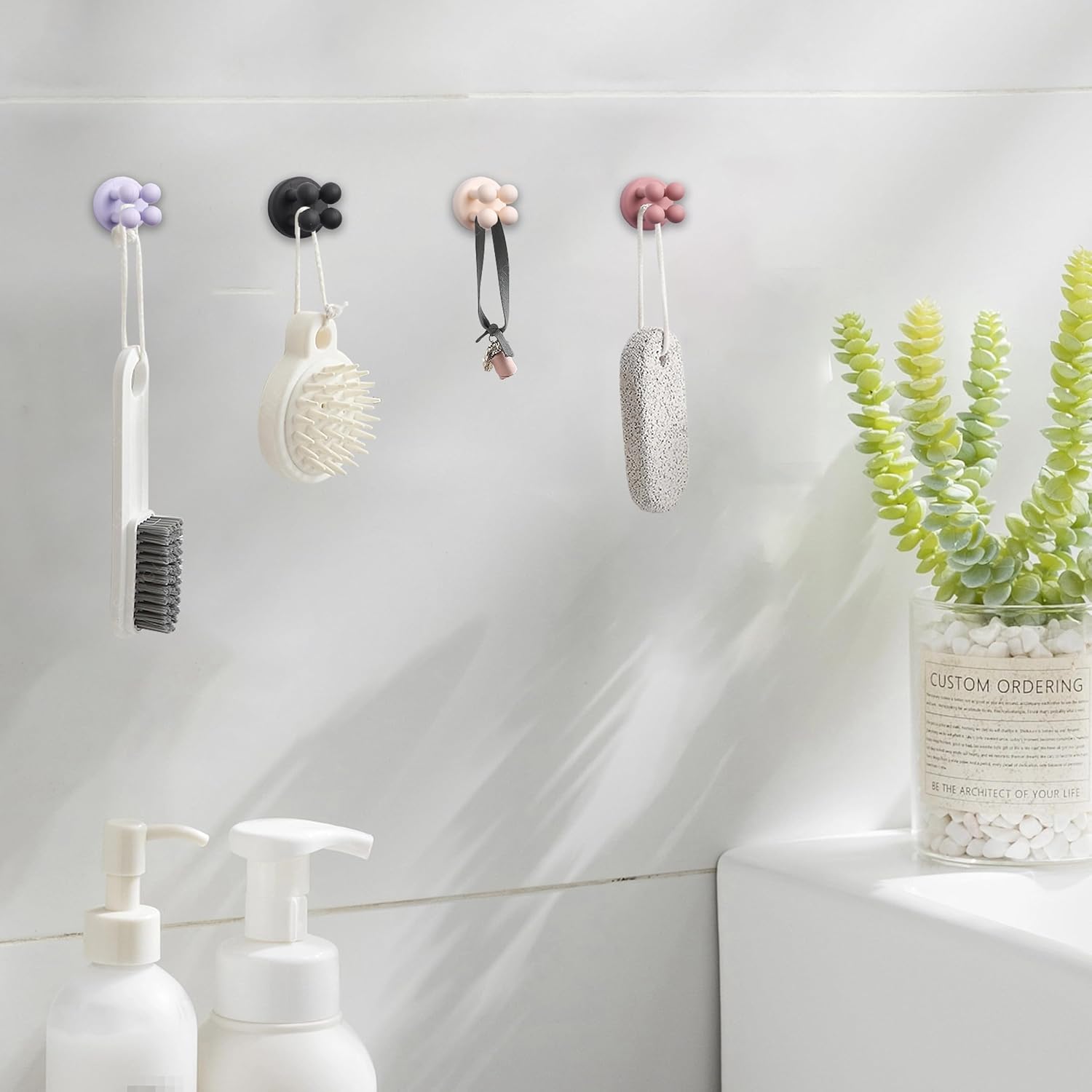 8Pcs Silicone Toothbrush Holders No Drilling Self Adhesive