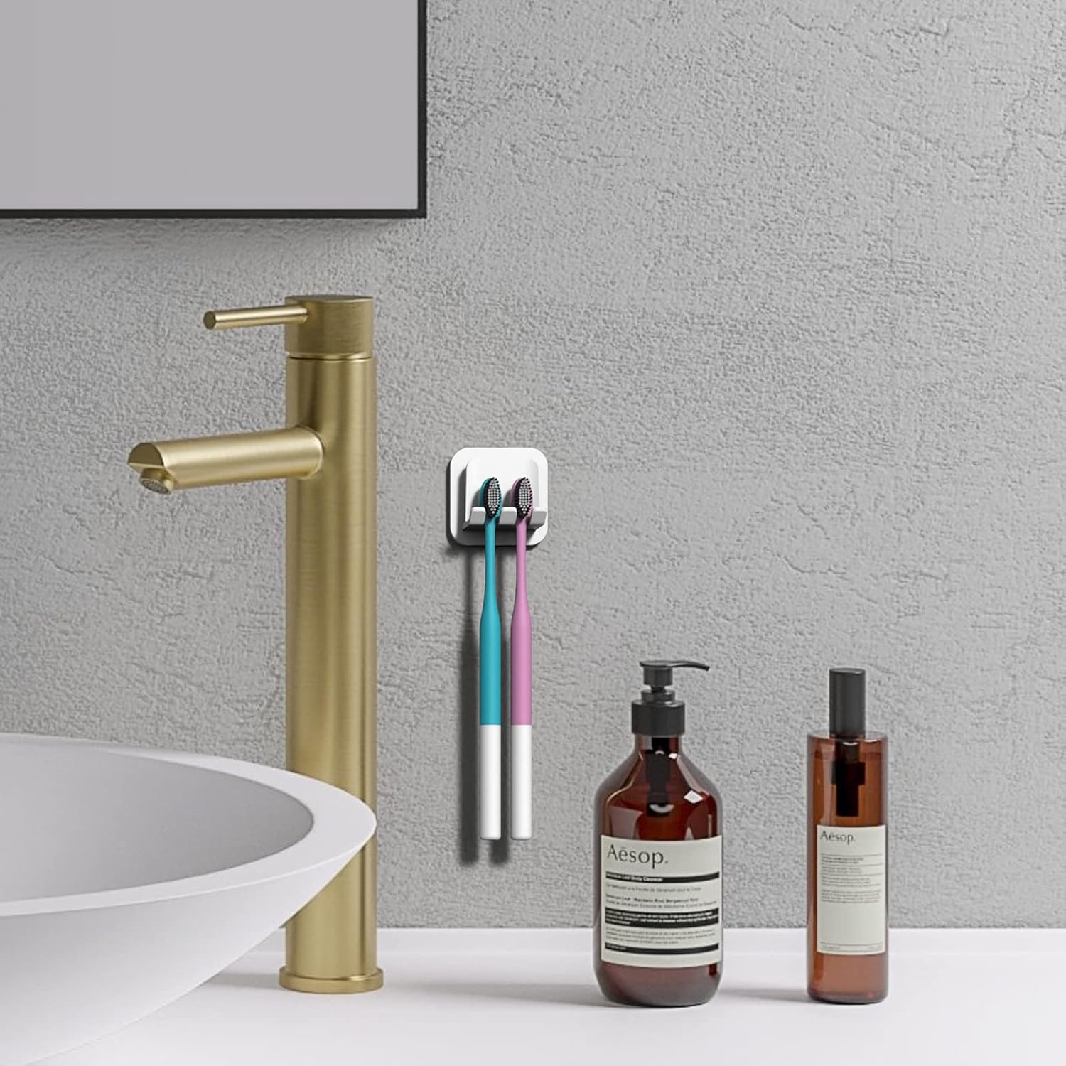 2 PCS Self-Adhesive Toothbrush Holders Wall Mounted