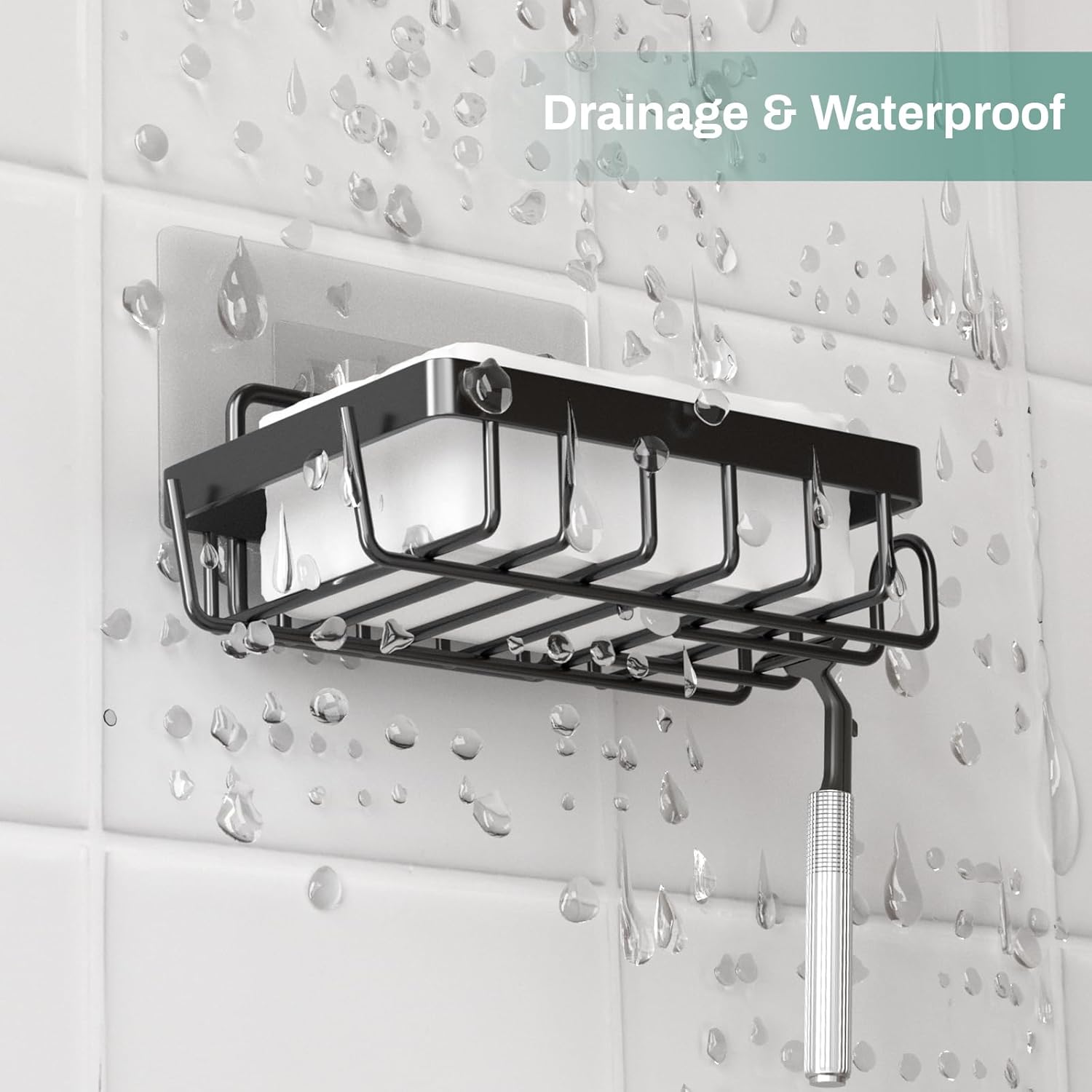 Adhesive Soap Bar Holder with 2 Hooks for Shower Wall 1