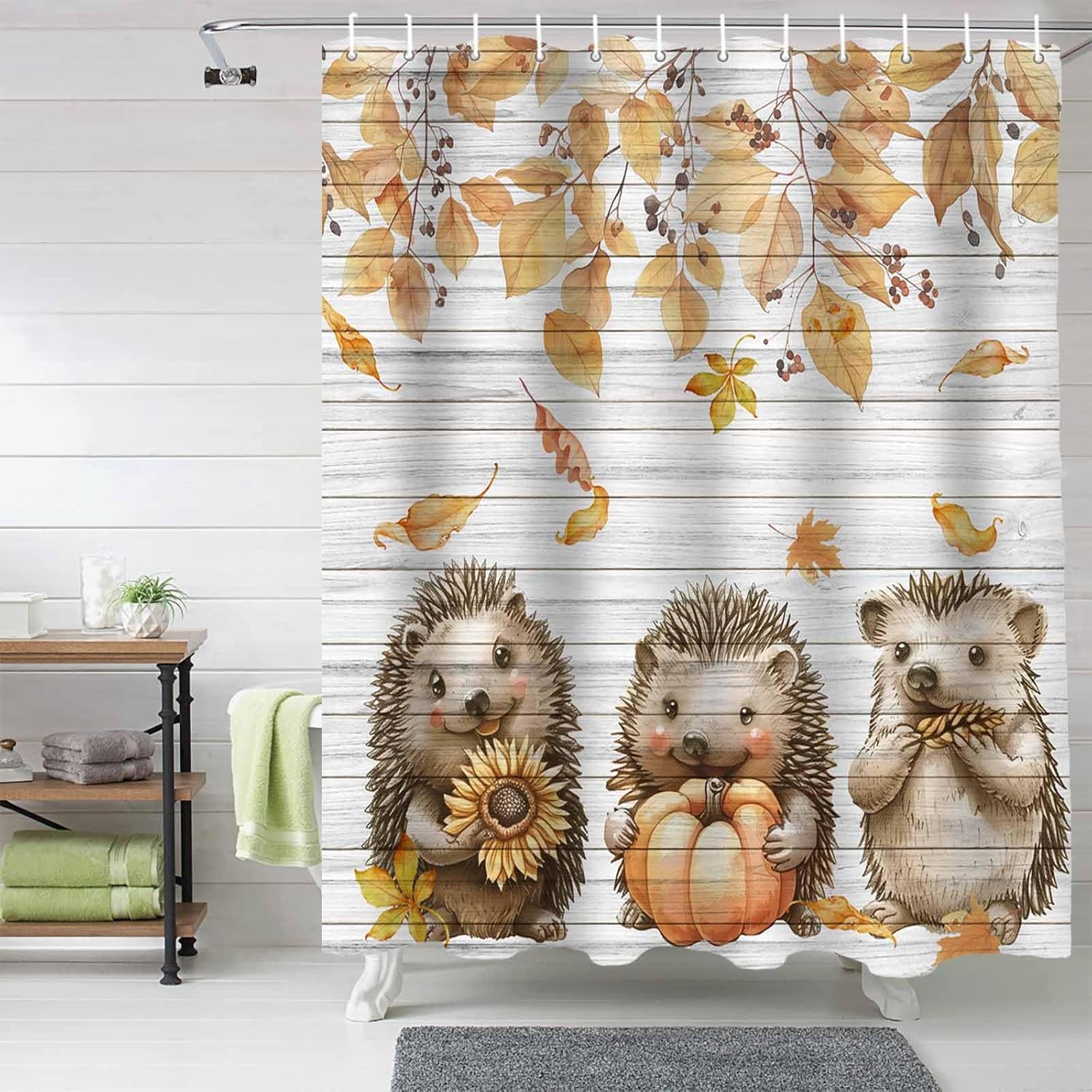 72 Inches Textured Shower Curtain Set with 12 Hooks
