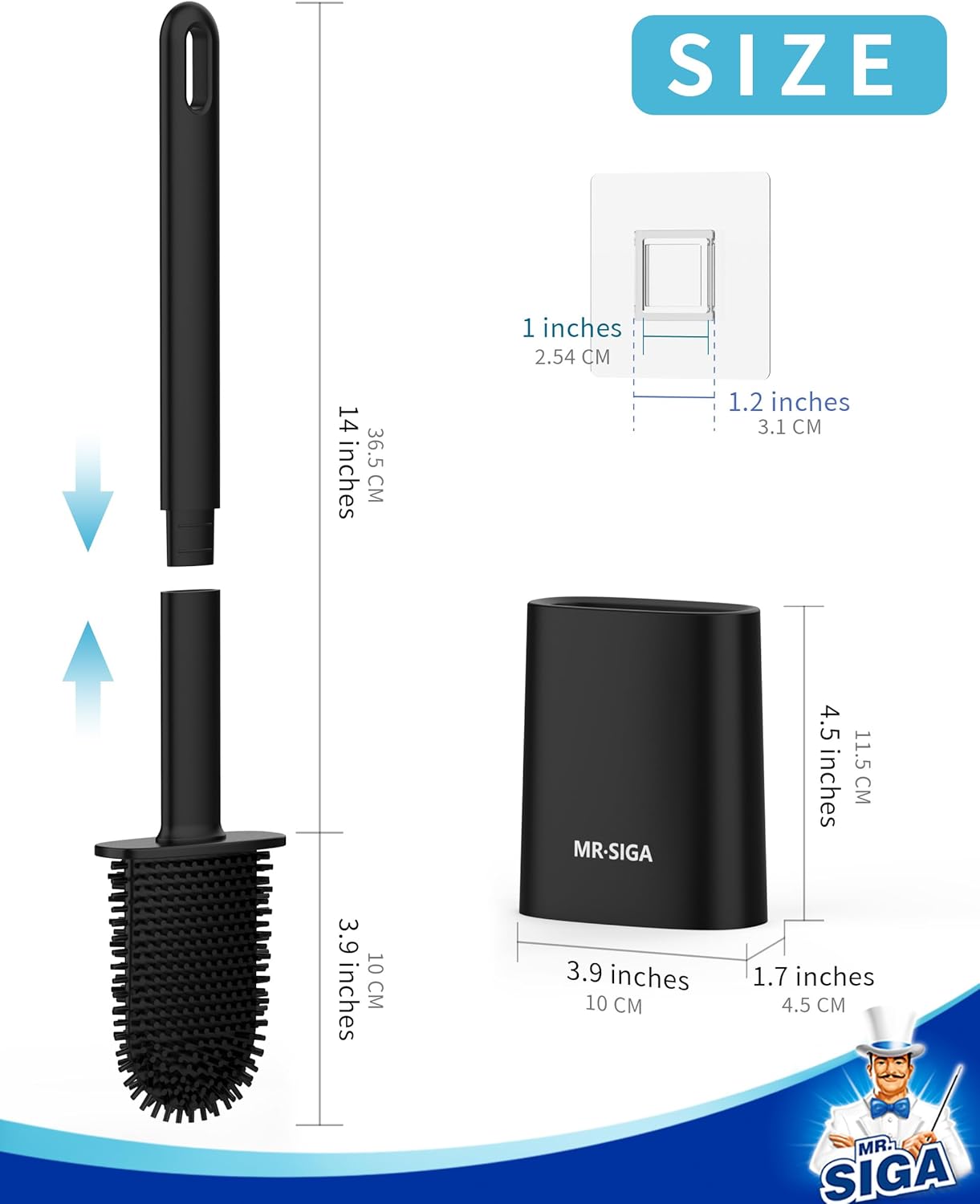 MRSIGA Toilet Brush and Holder Set 2 Pack