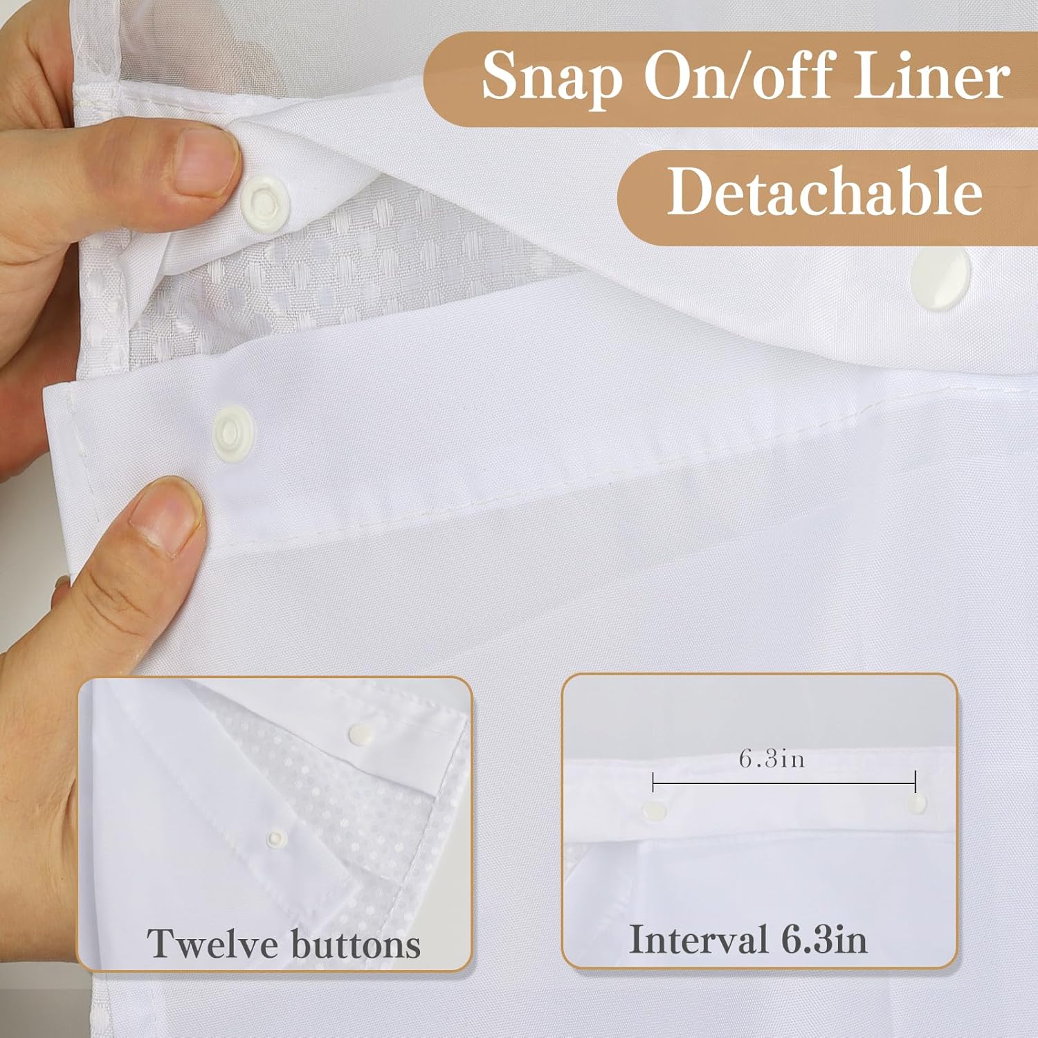 ADABOO Clear Shower Curtain with Snap-in Liner Set 1