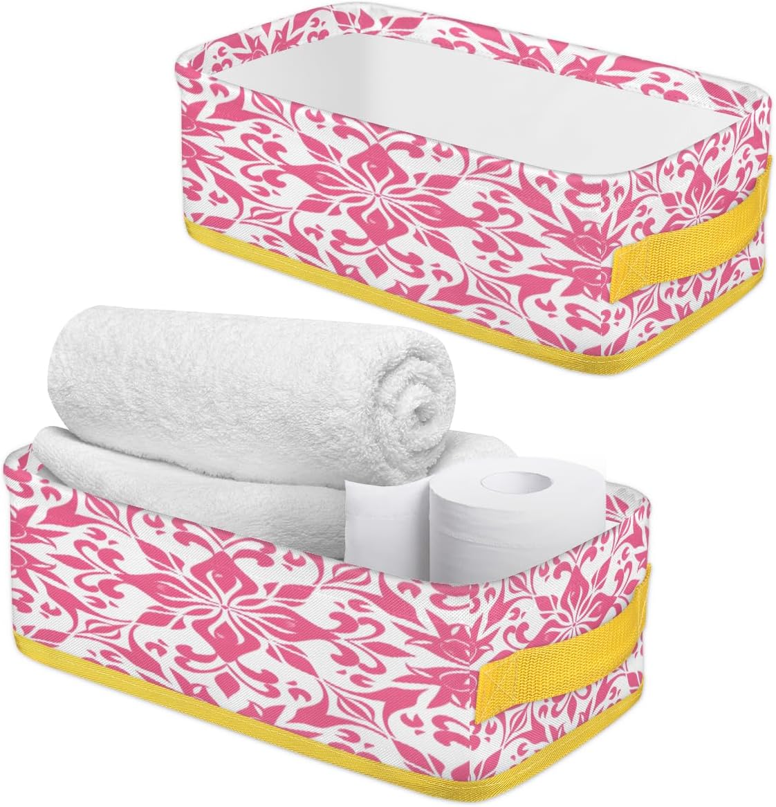 Geometric Flower Toilet Paper Storage Basket with Handle