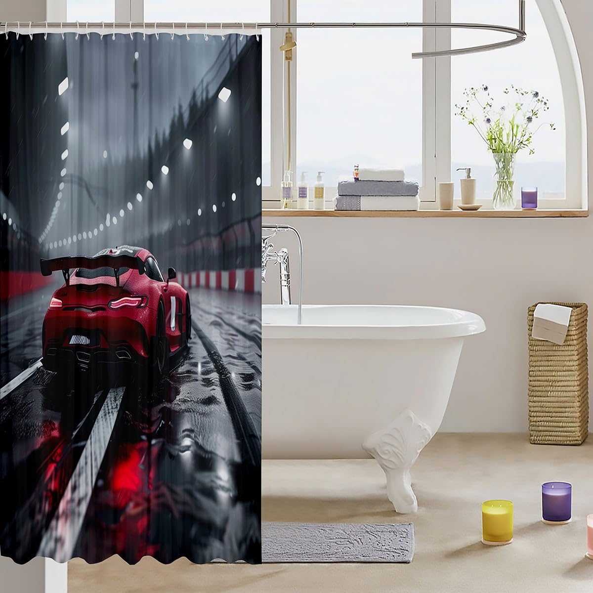 Feelyou Race Car Shower Curtain Set 72x72 1