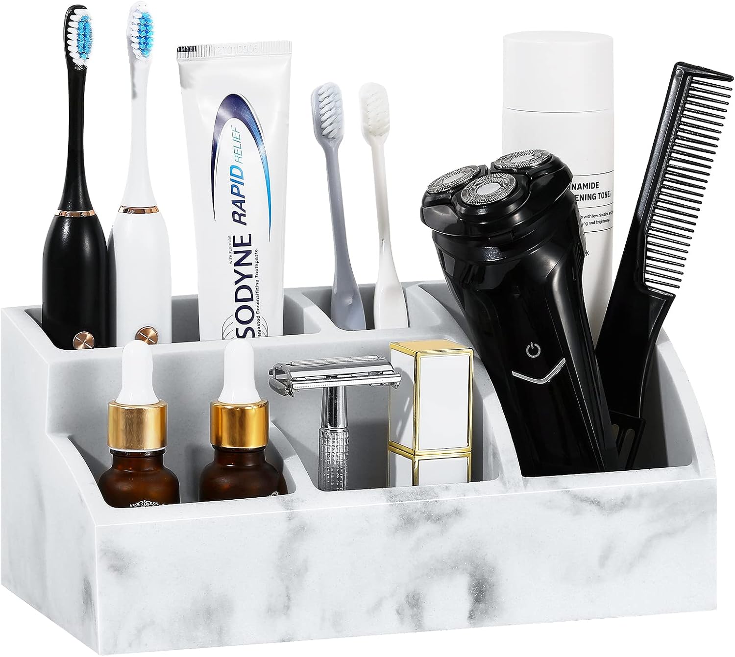 Luxspire 5 Slot Toothbrush Holder with Marble Design
