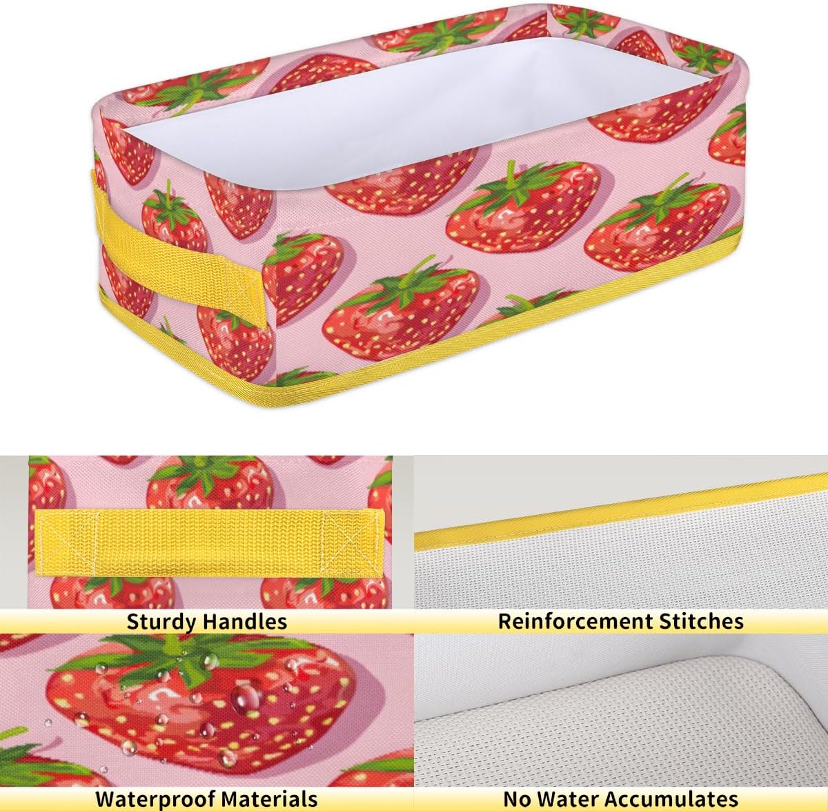 Strawberry Red Toilet Paper Basket with Handle for Bathroom Storage