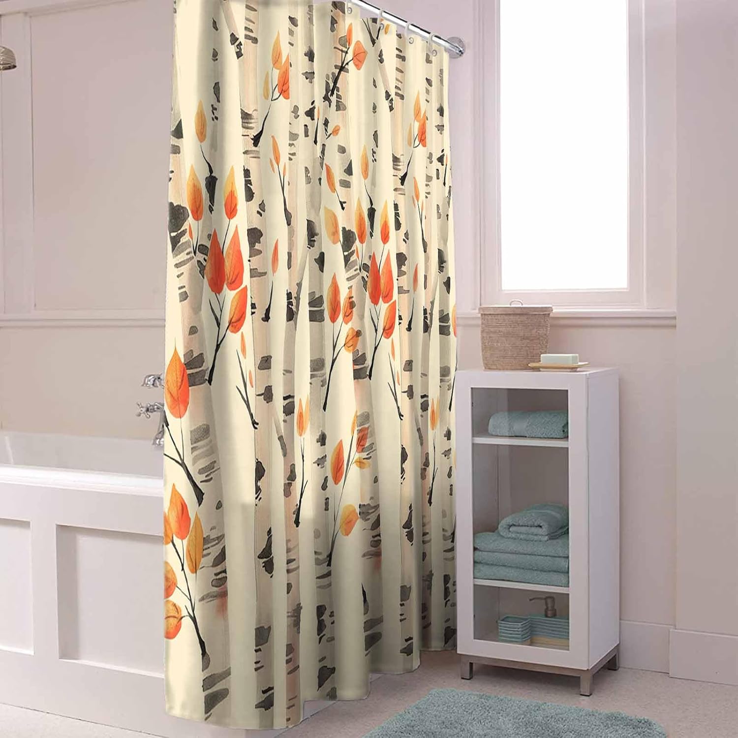 72 Inch Forest Watercolor Shower Curtain Set