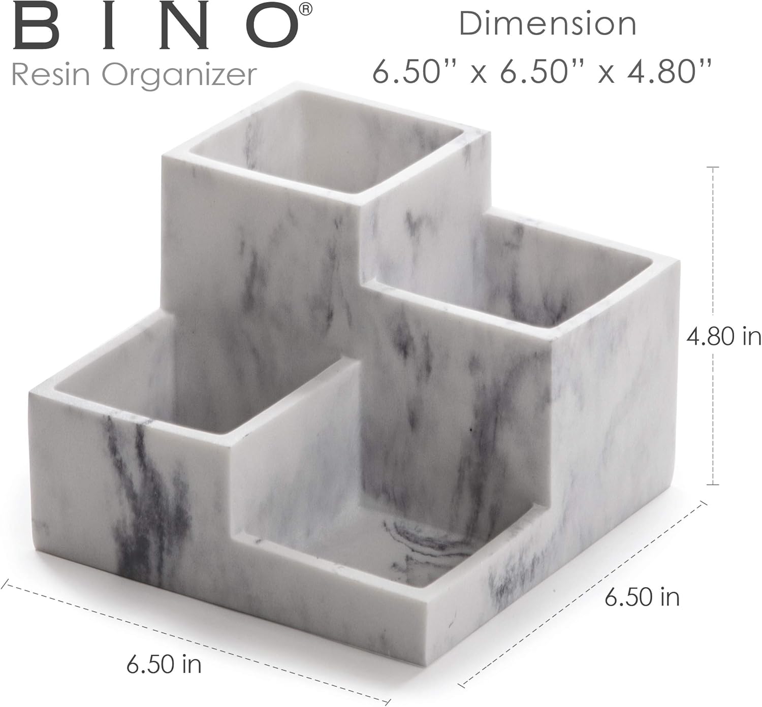 BINO 4 Compartment Vanity Organizer with Matte Marble Base