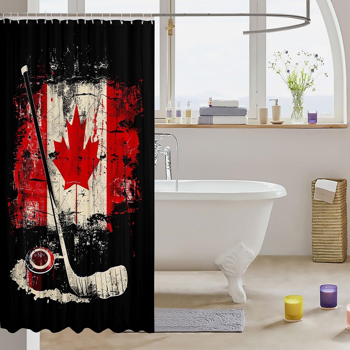 Feelyou Kids Hockey Shower Curtain 72x84 Canada Flag