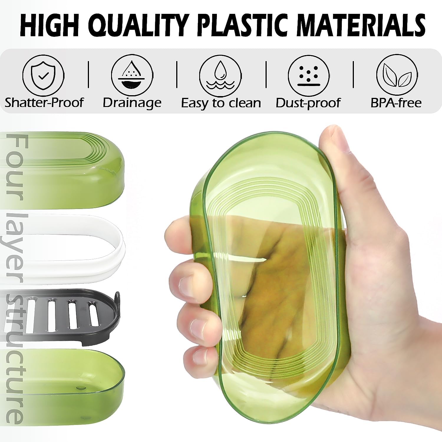 Travel Soap Case with Lid - 3-Layer Design Leak-Proof Portable