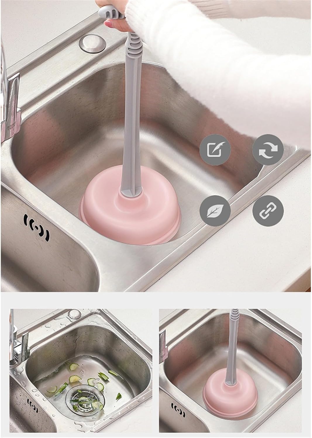 Heavy Duty Toilet Plunger with Holder and Long Handle