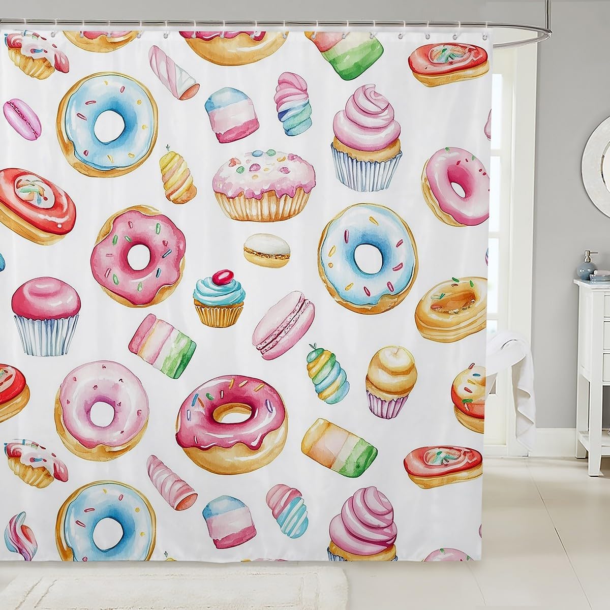 Feelyou Whimsical Dessert Shower Curtain Set 72x72