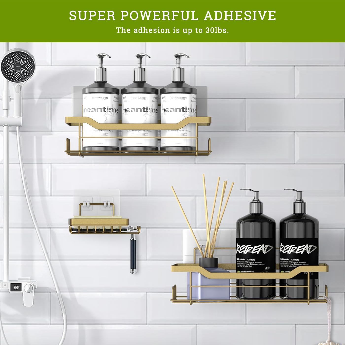 MIUTME 4-Pack Strong Adhesive Shower Caddy Hooks