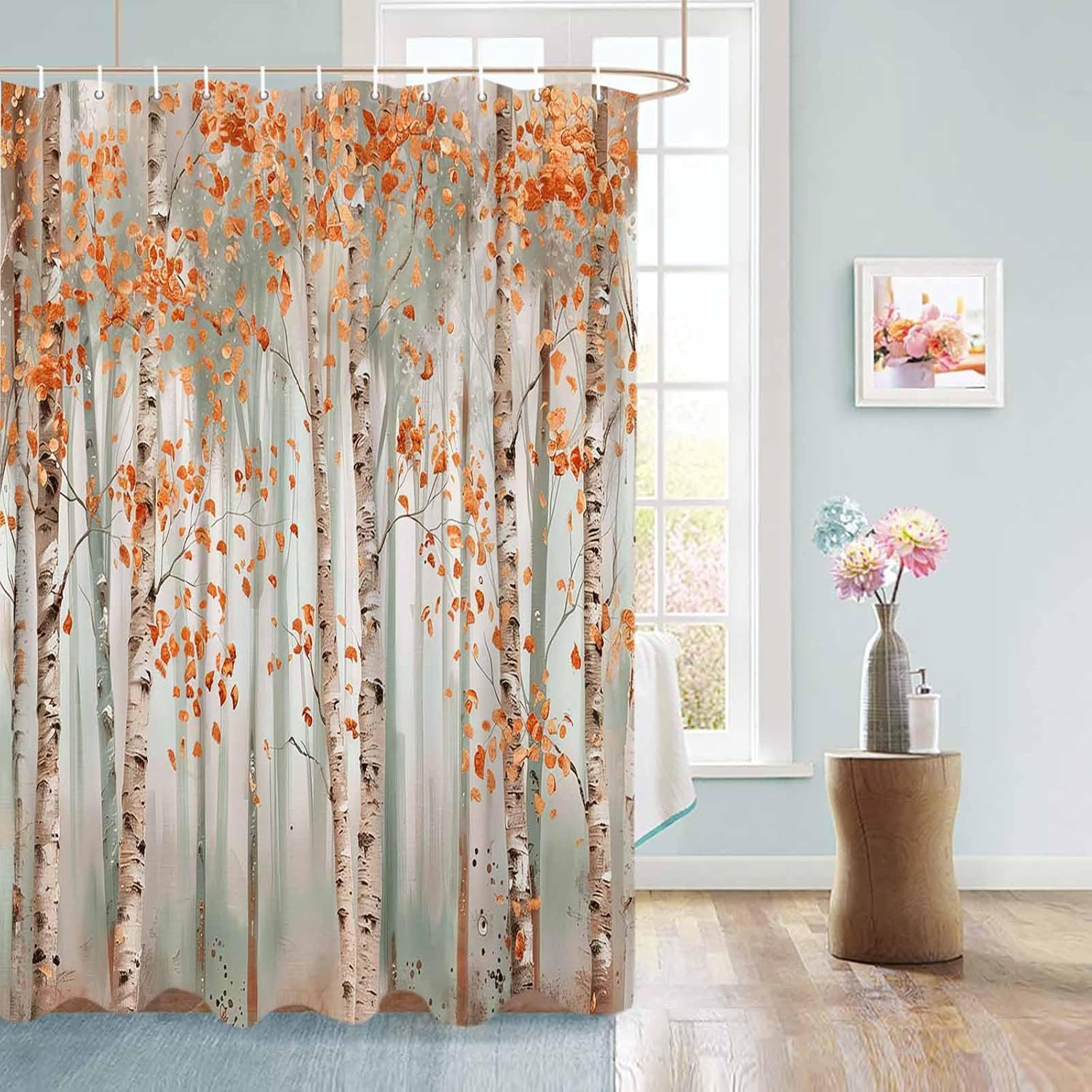 Funnywall88 72 Inch Waterproof Shower Curtain Set with 12 Hooks
