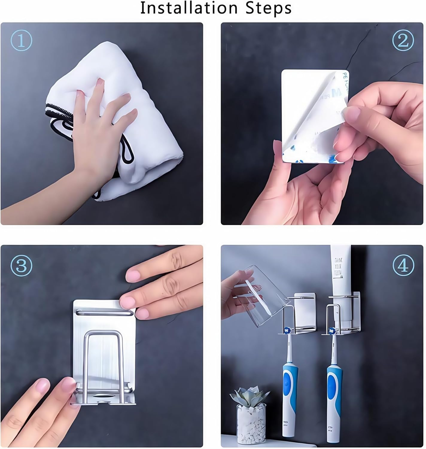 HANZE 2 Pack Wall Mounted Toothbrush Holder