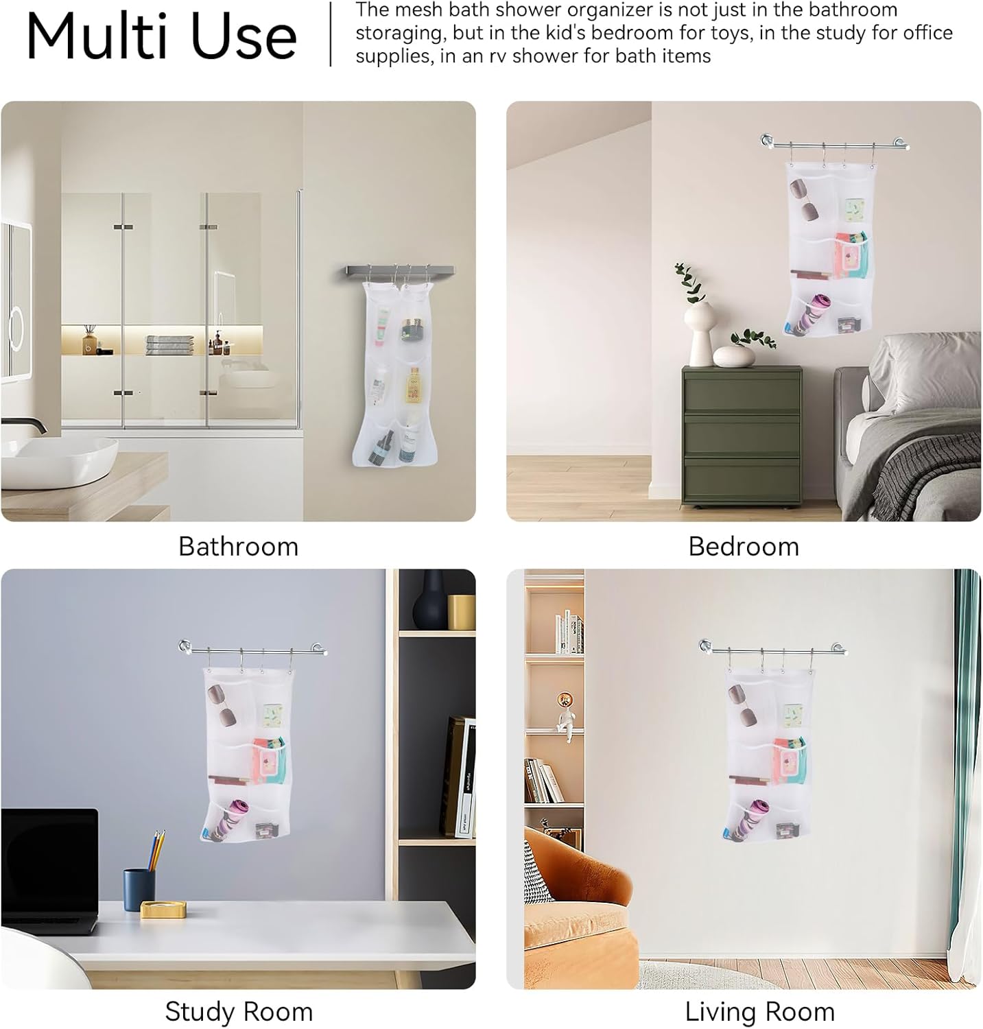 Gsycle 2PCS Mesh Shower Caddy Hanging Organizer
