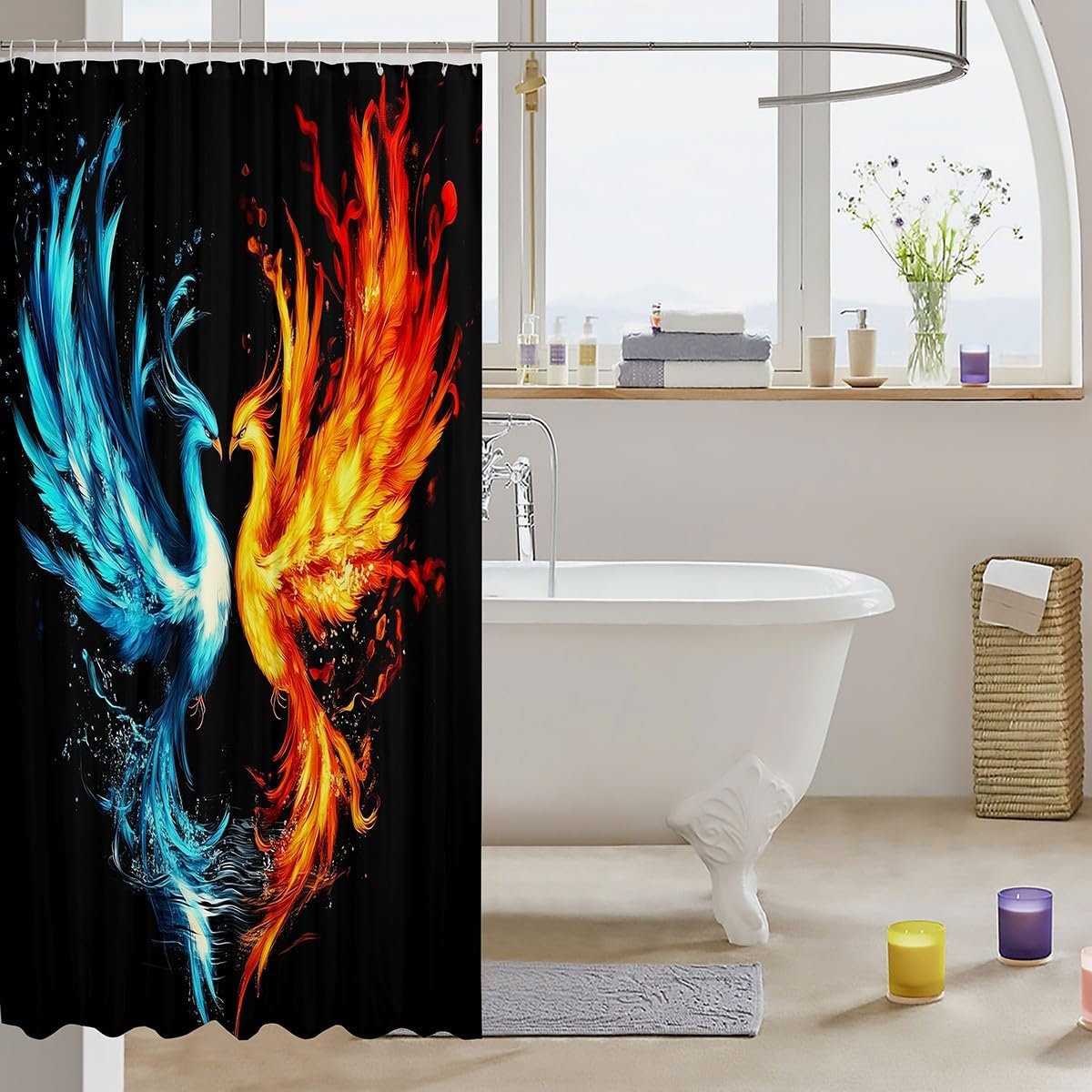 Feelyou Kids Phoenix Shower Curtain Set Blue Red 72x84