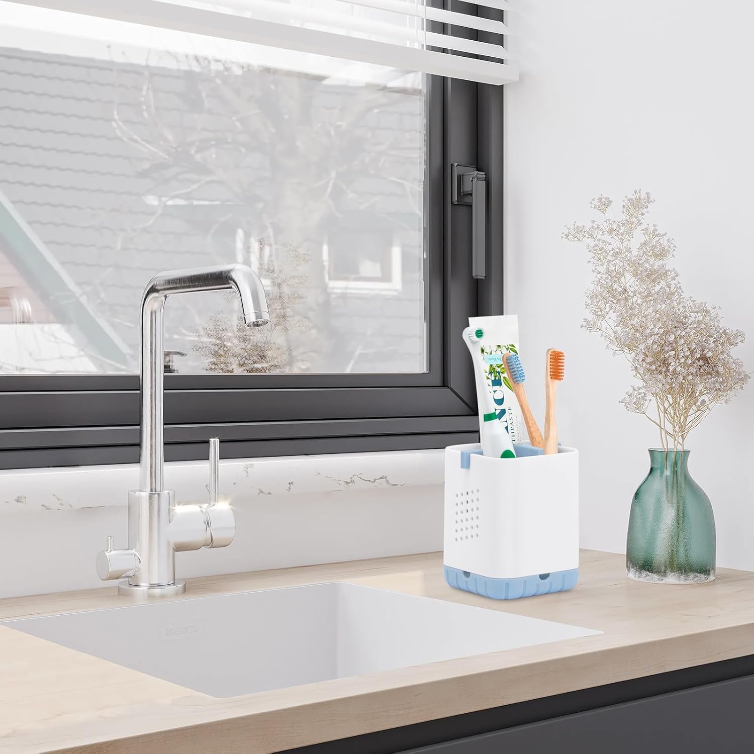 Boperzi Toothbrush Razor Holder with Drainage - Blue
