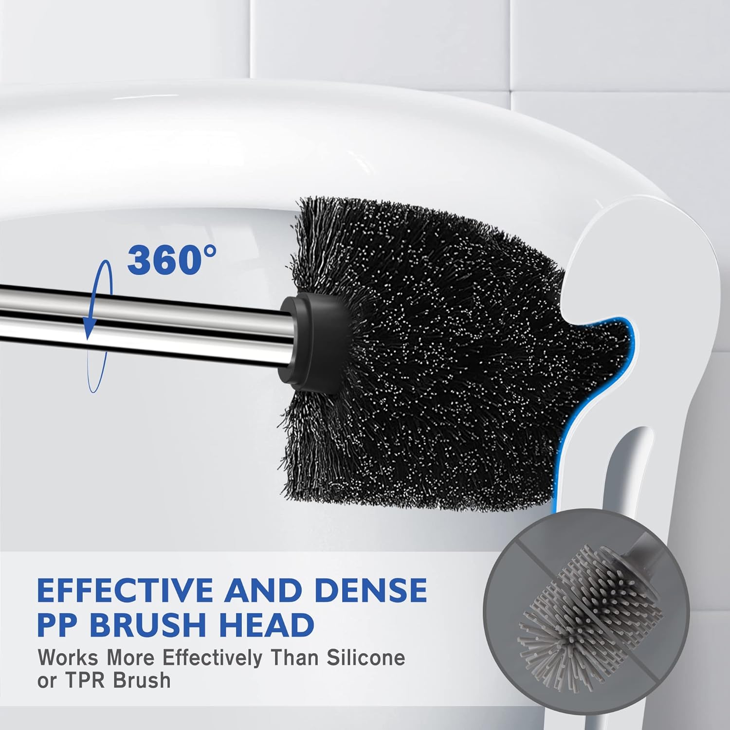 Wsedor Toilet Brush and Holder - 304 Stainless Steel Rust Resistant Elegant Design