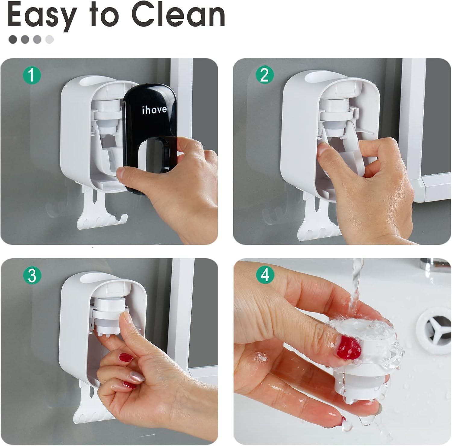 iHave Toothbrush Holder with Dispenser - Easy Mount Sturdy and Stylish