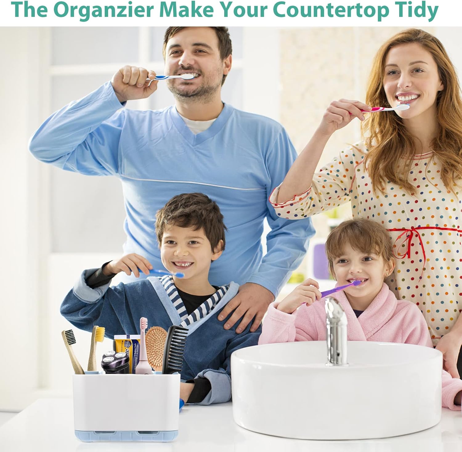 Boperzi 6-Slot Toothbrush Holder with Drainage and Anti-Slip Design