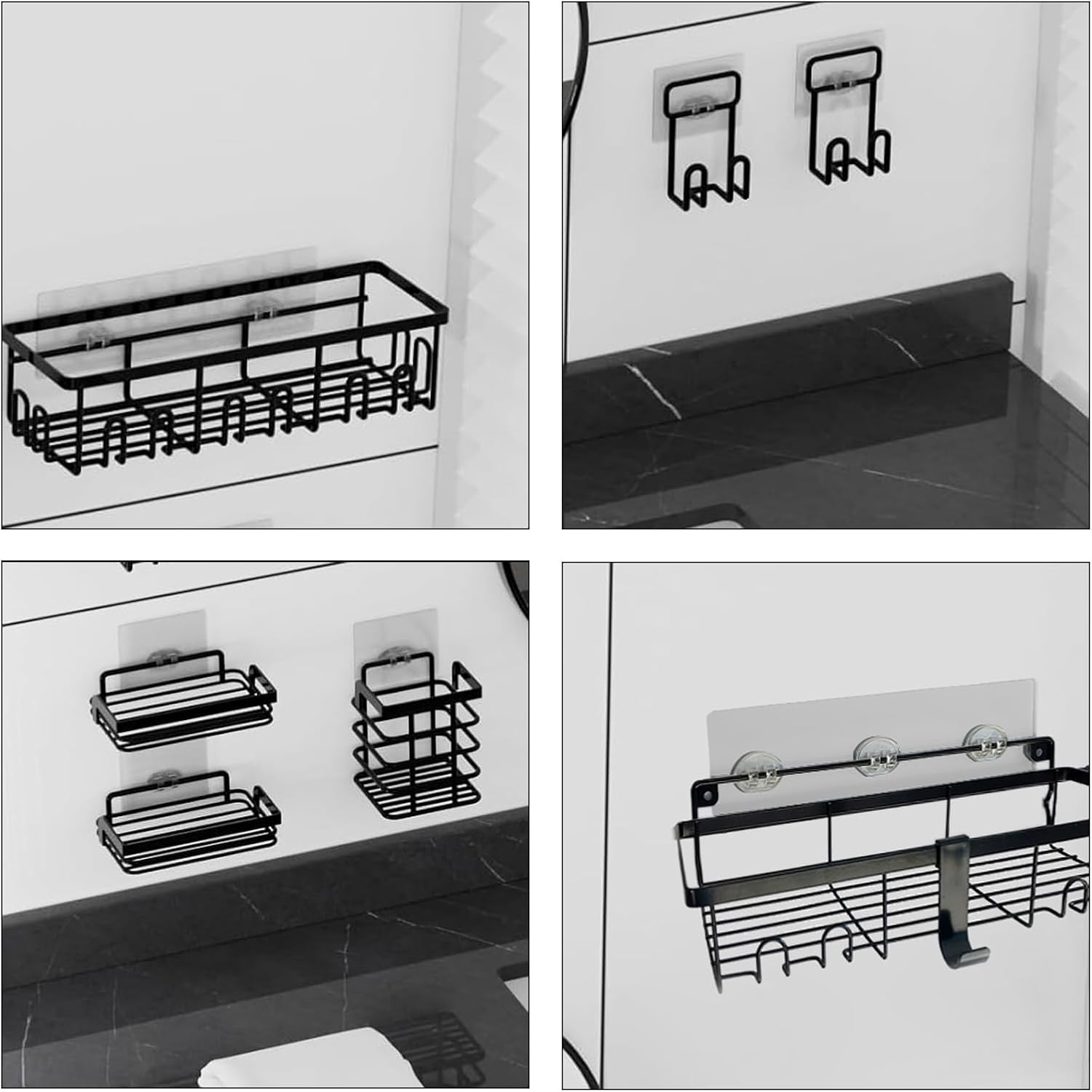 CIFIRRET 8 Pcs Shower Caddie Adhesive Hooks No Drilling