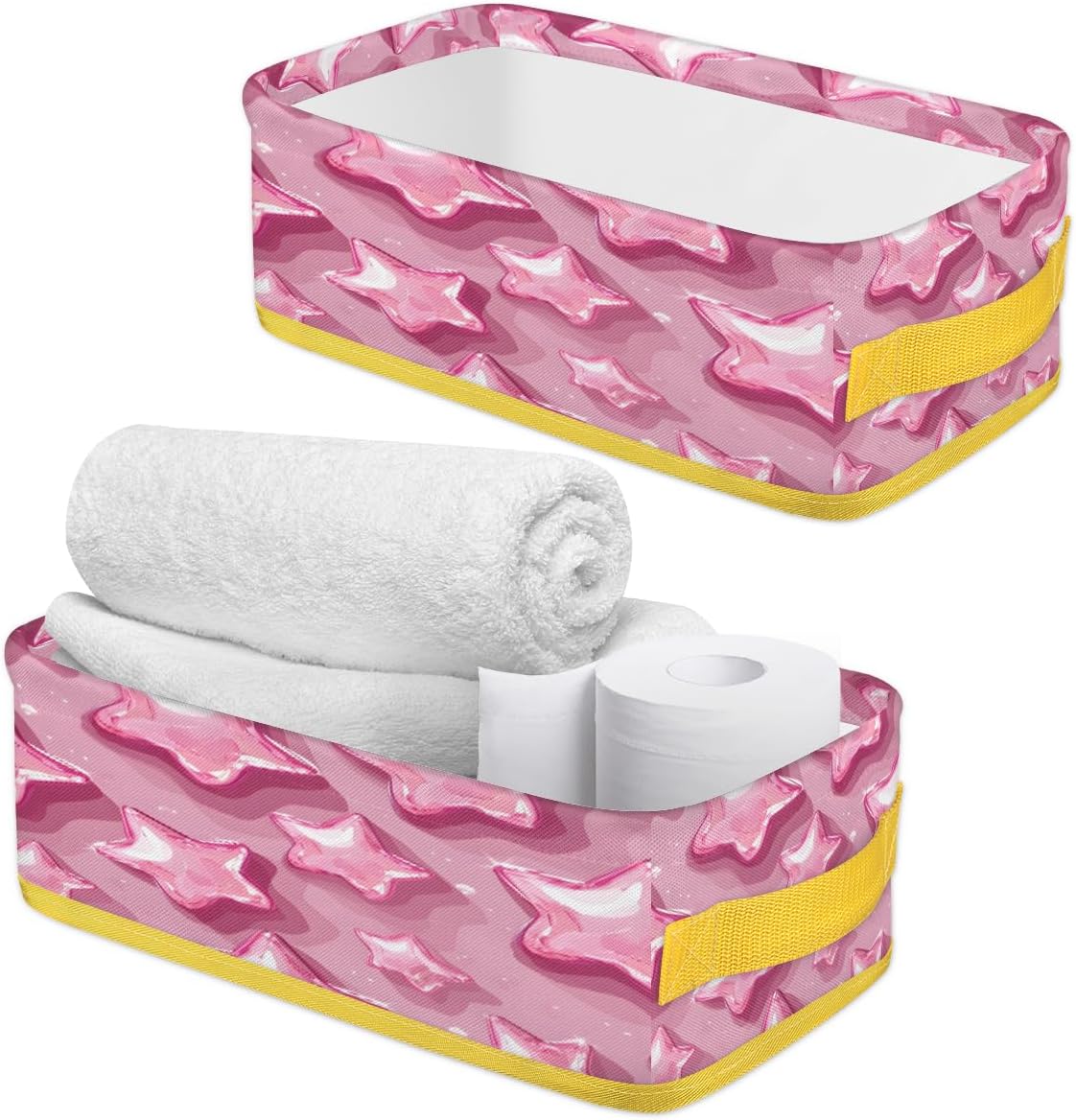 Cute Pinks Stars Toilet Paper Baskets for Bathroom