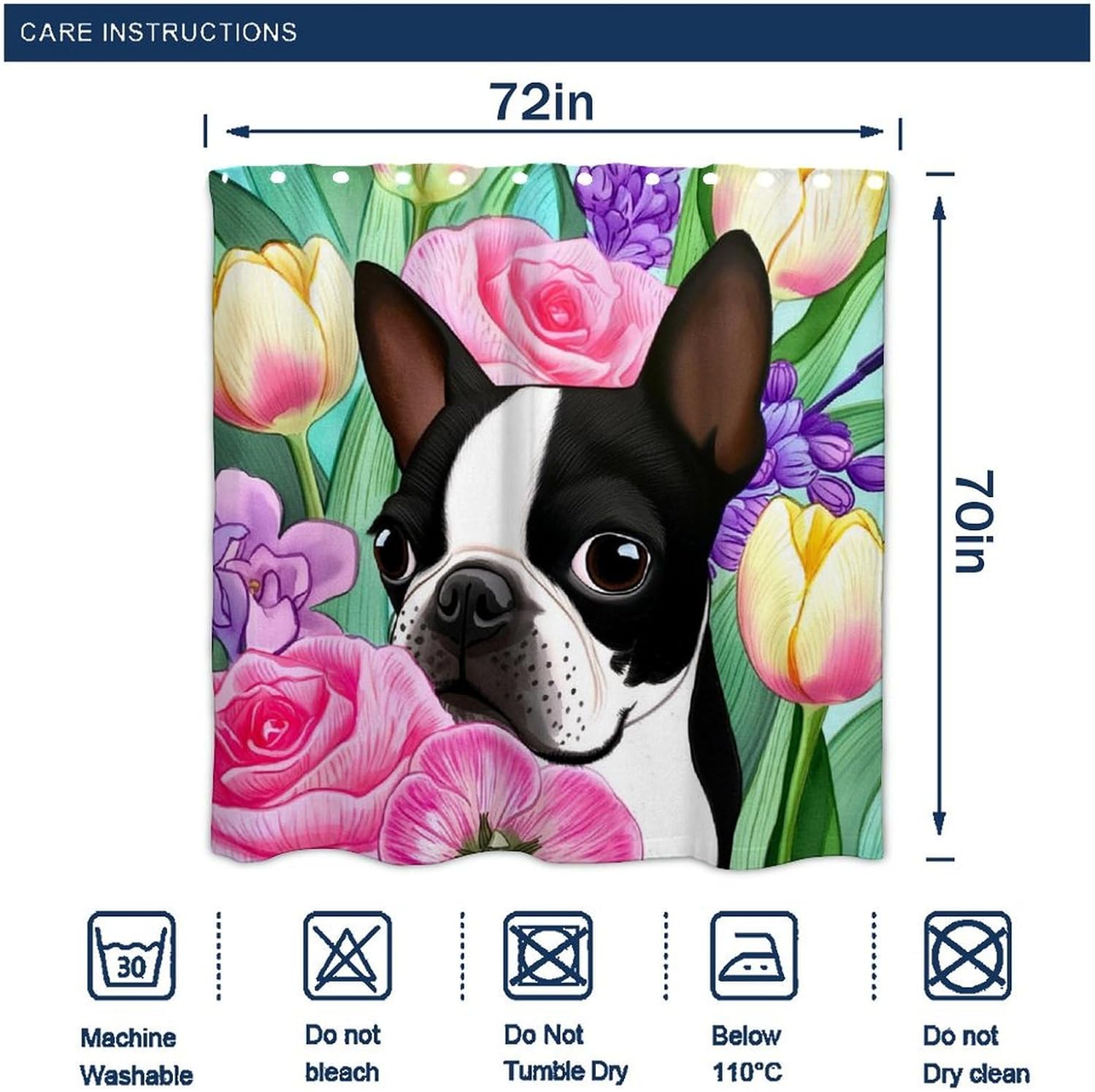 OXJOIIS Shower Curtain with 12 Hooks - Florals Art Design