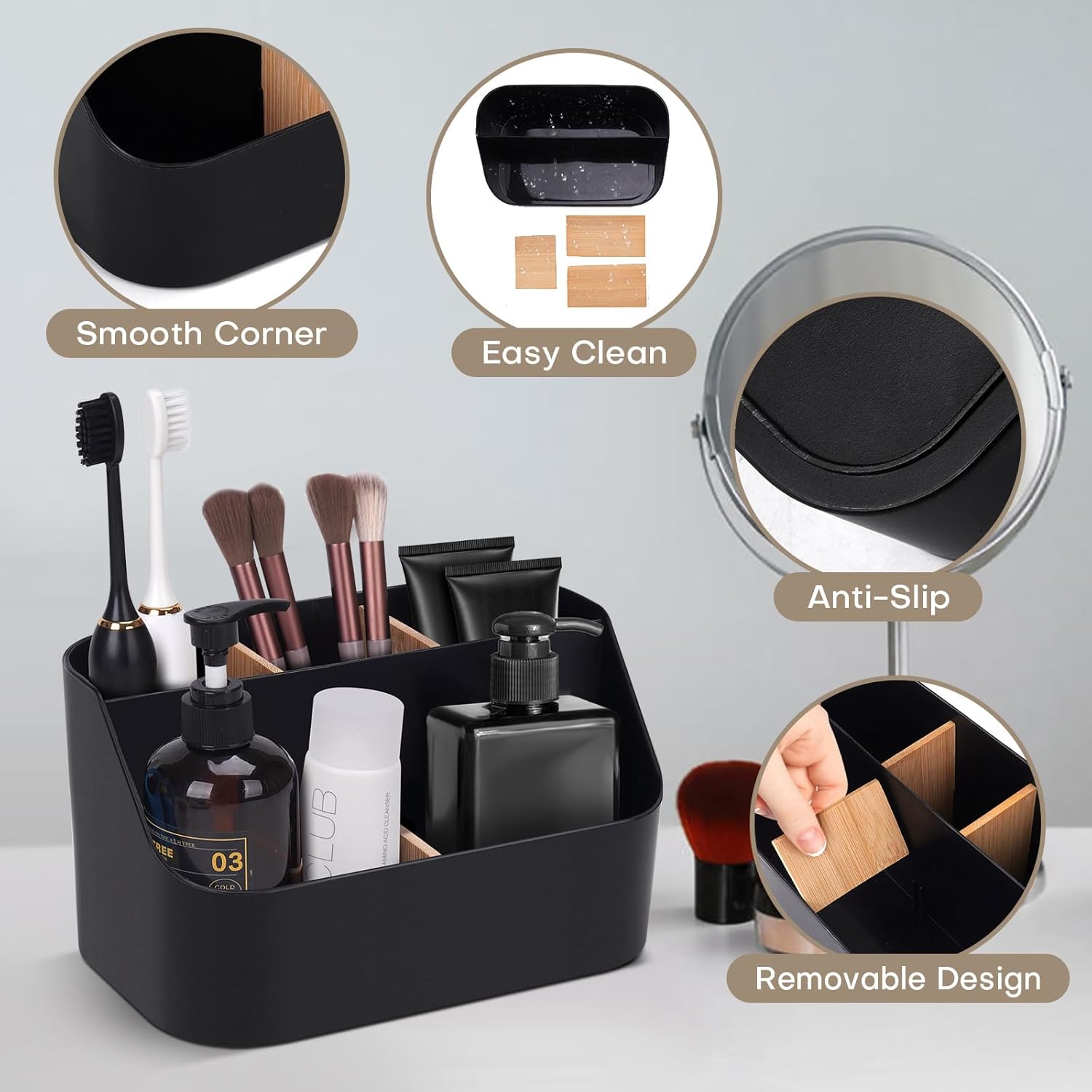 Ayswupt Electric Toothbrush Holder Black Bathroom Organizer